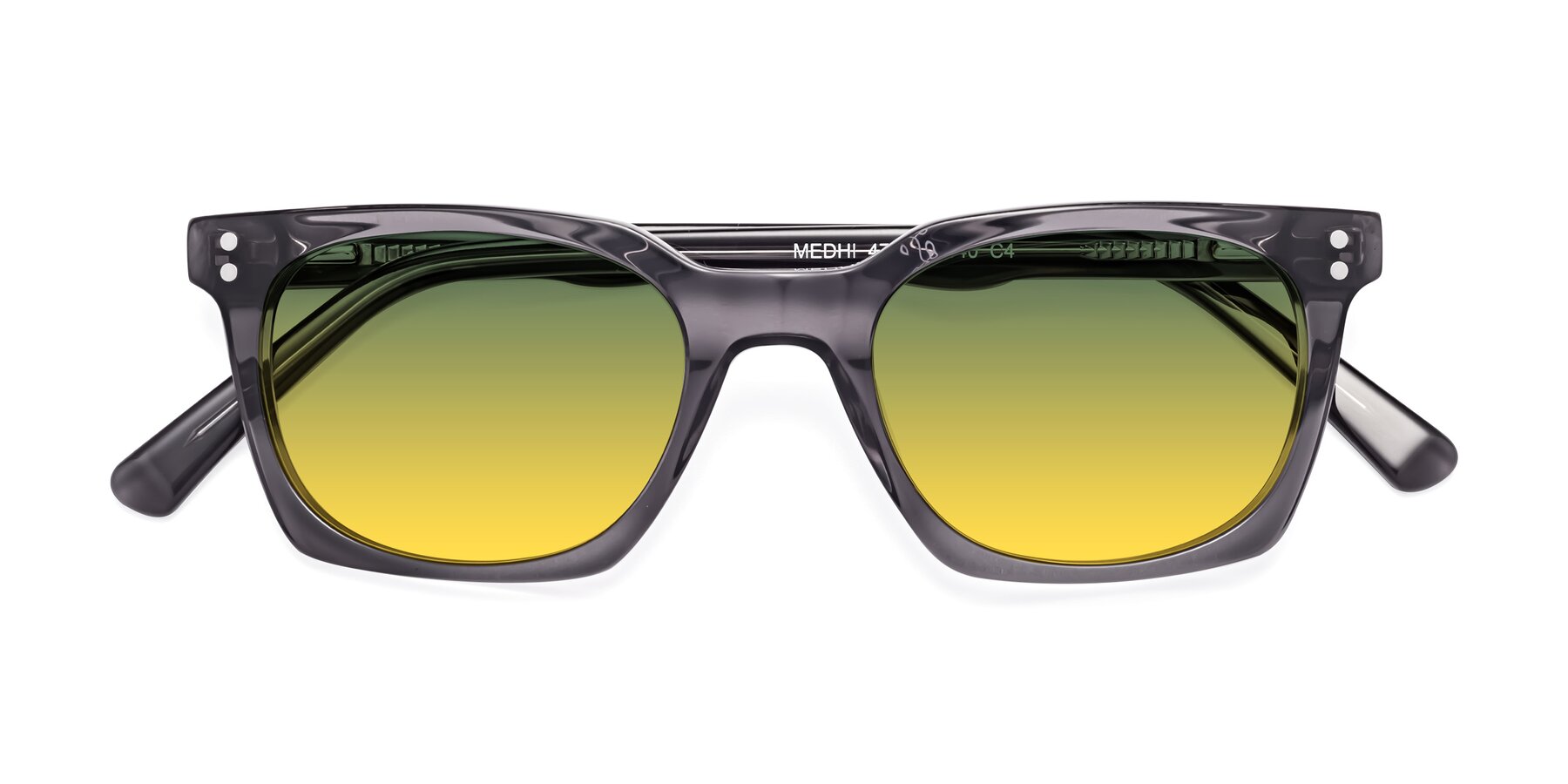 Folded Front of Medhi in Transparent Gray with Green / Yellow Gradient Lenses