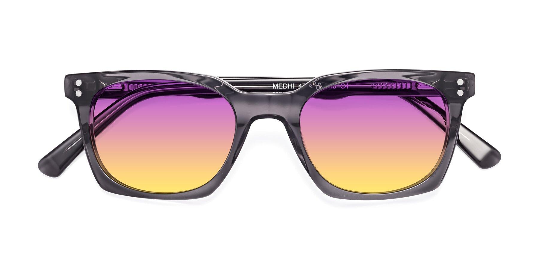 Folded Front of Medhi in Transparent Gray with Purple / Yellow Gradient Lenses