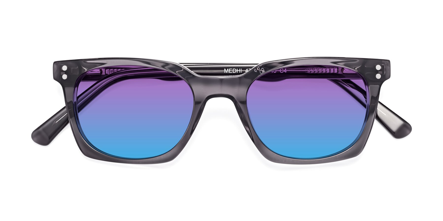 Folded Front of Medhi in Transparent Gray with Purple / Blue Gradient Lenses