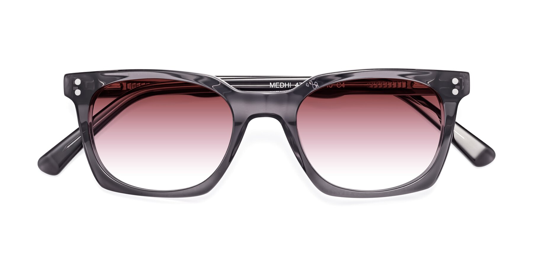 Folded Front of Medhi in Transparent Gray with Garnet Gradient Lenses