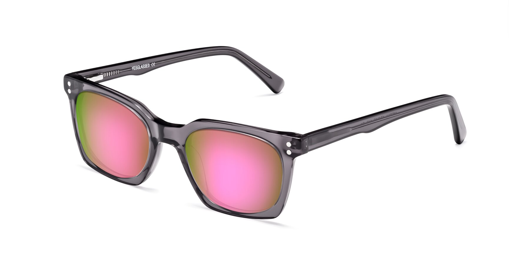 Angle of Medhi in Transparent Gray with Pink Mirrored Lenses