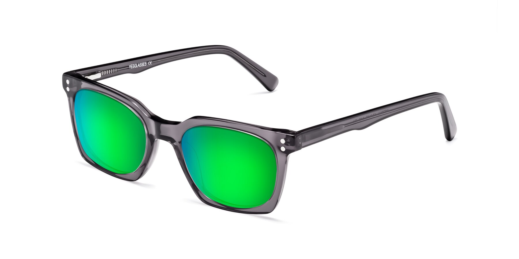 Angle of Medhi in Transparent Gray with Green Mirrored Lenses