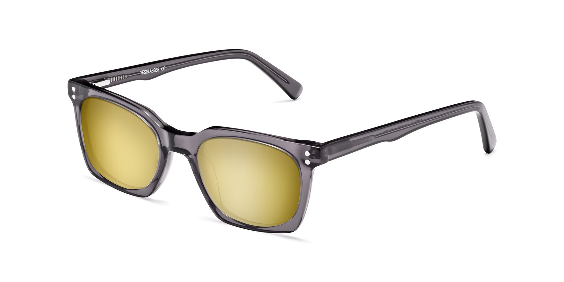Angle of Medhi in Transparent Gray with Gold Mirrored Lenses