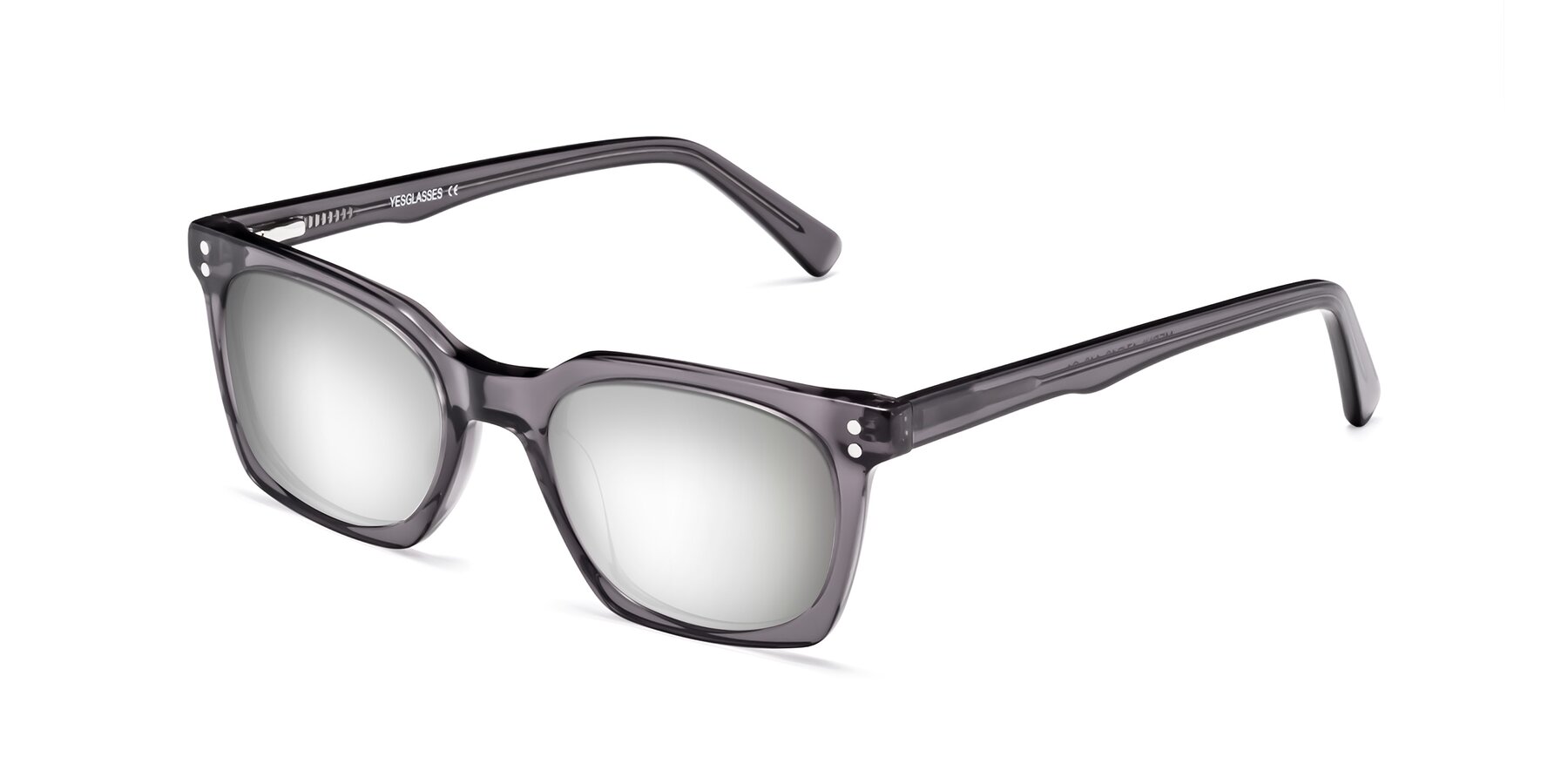 Angle of Medhi in Transparent Gray with Silver Mirrored Lenses