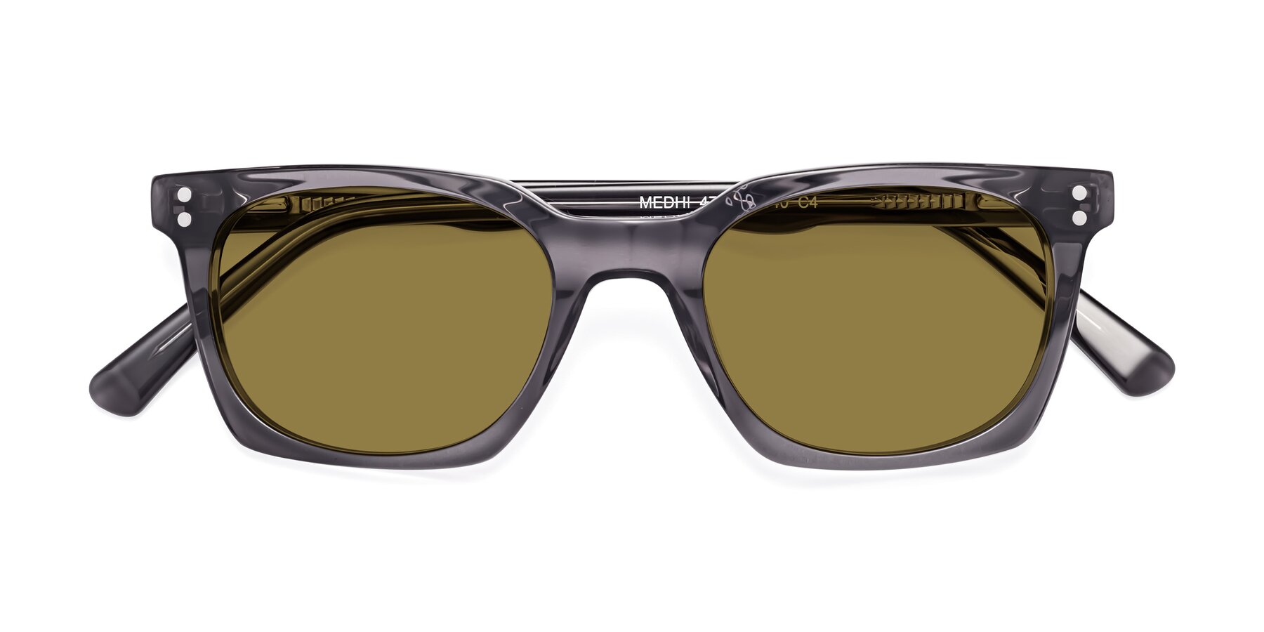 Folded Front of Medhi in Transparent Gray with Brown Polarized Lenses