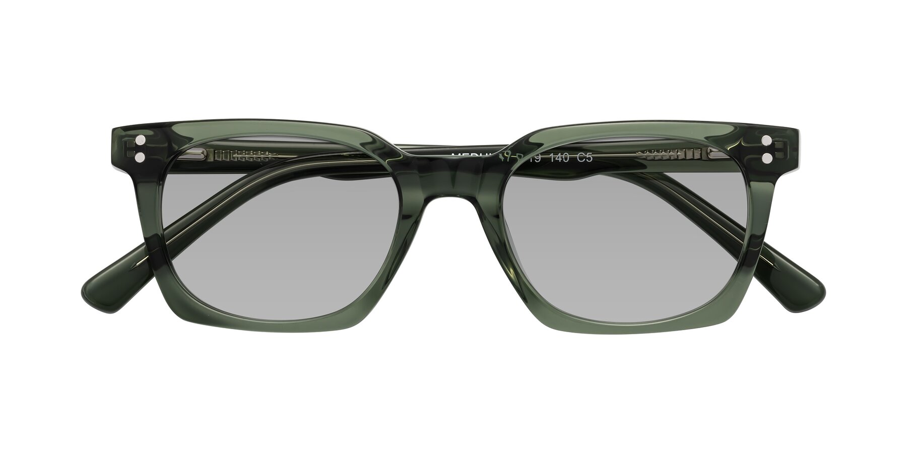 Folded Front of Medhi in Grayish Green with Light Gray Tinted Lenses