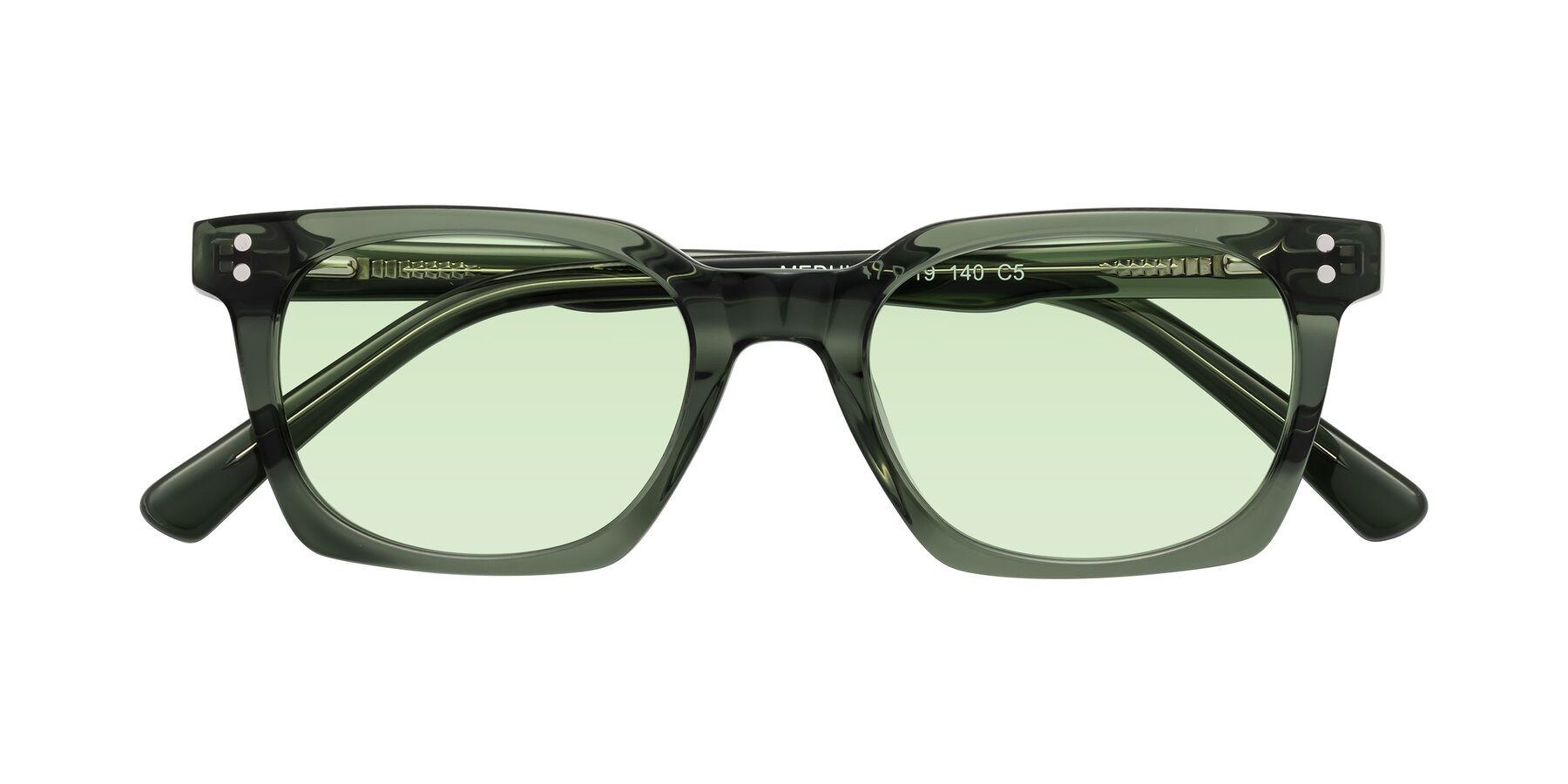 Folded Front of Medhi in Grayish Green with Light Green Tinted Lenses