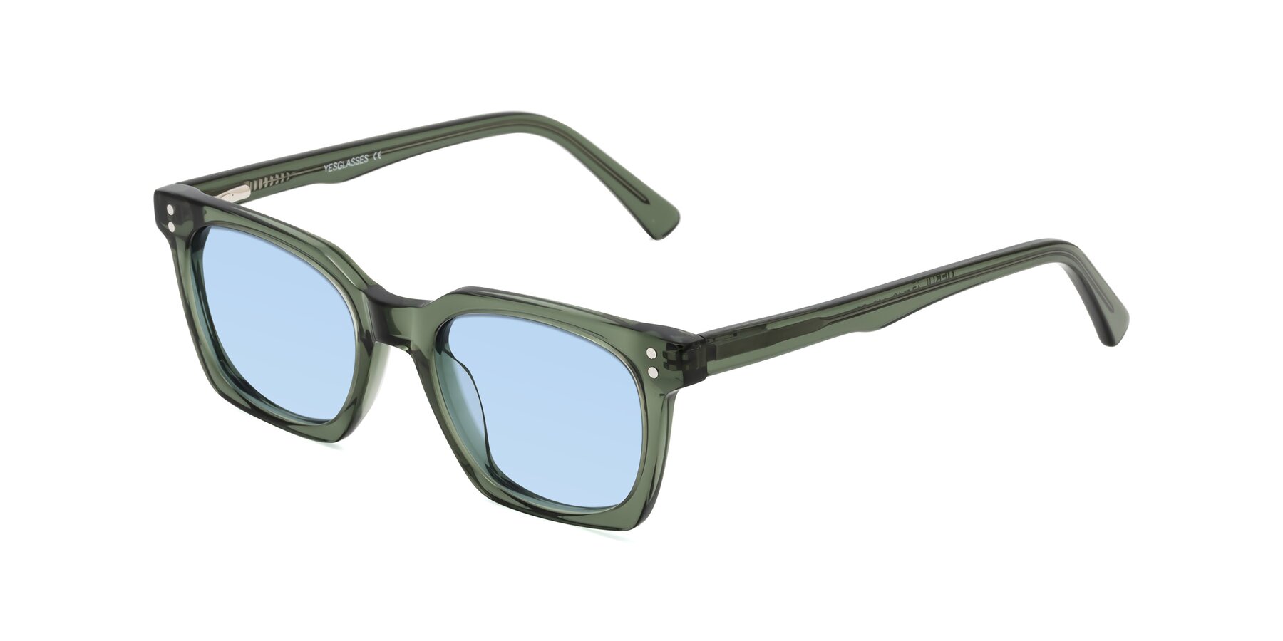 Angle of Medhi in Grayish Green with Light Blue Tinted Lenses