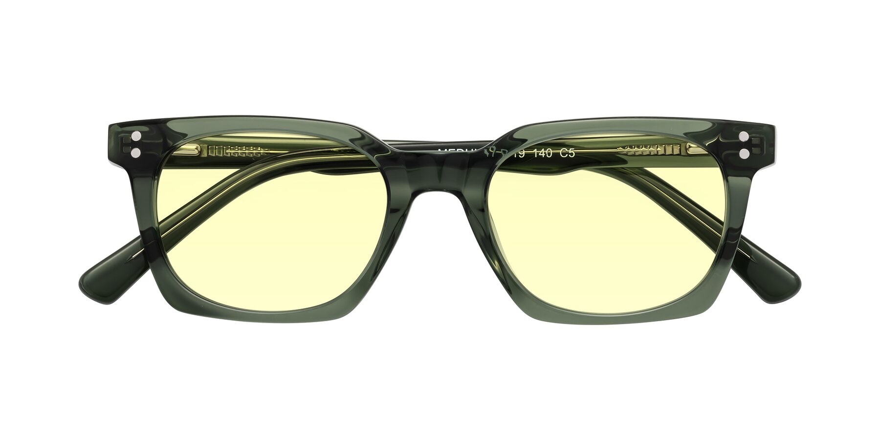 Folded Front of Medhi in Grayish Green with Light Yellow Tinted Lenses