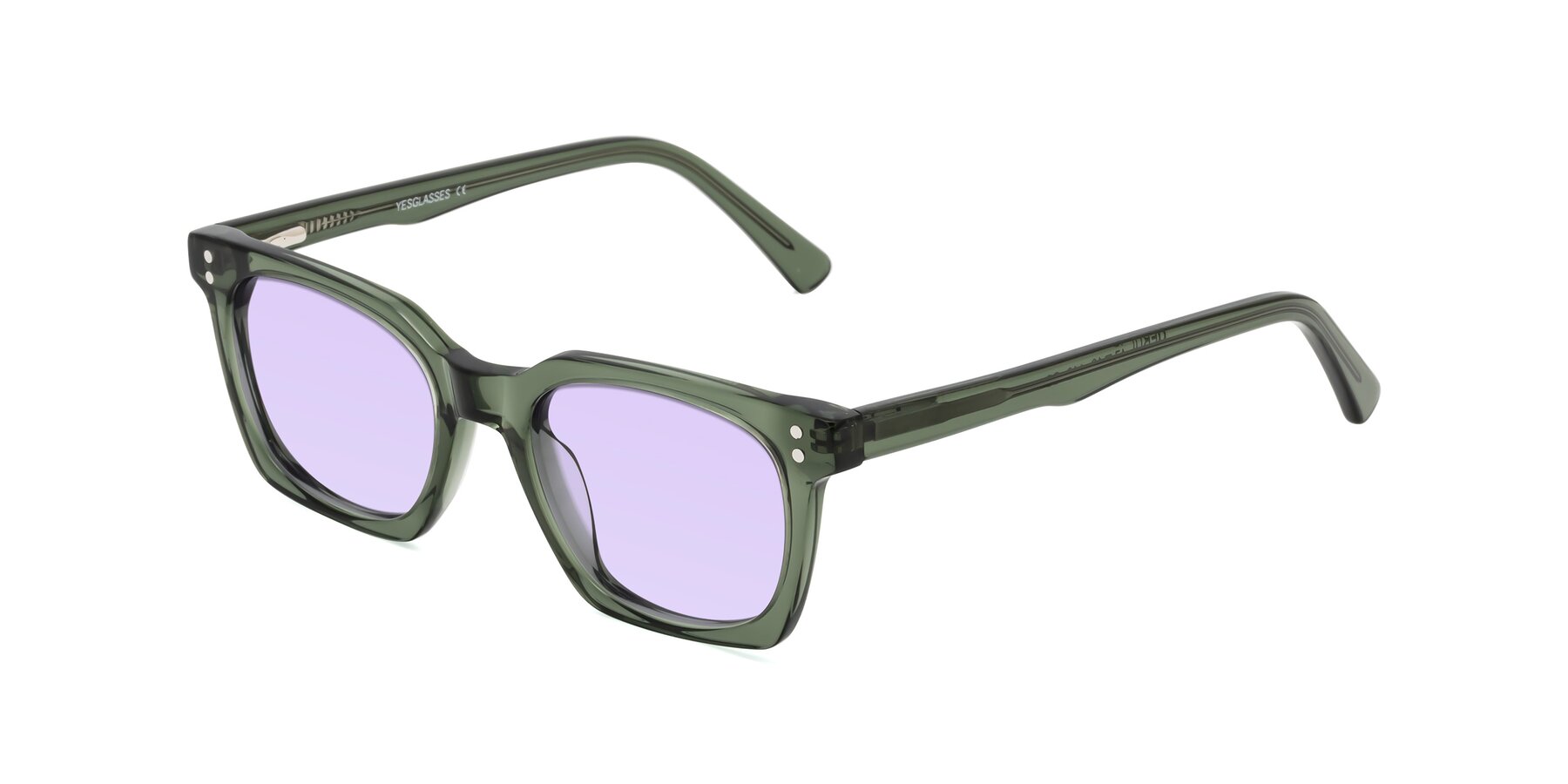 Angle of Medhi in Grayish Green with Light Purple Tinted Lenses