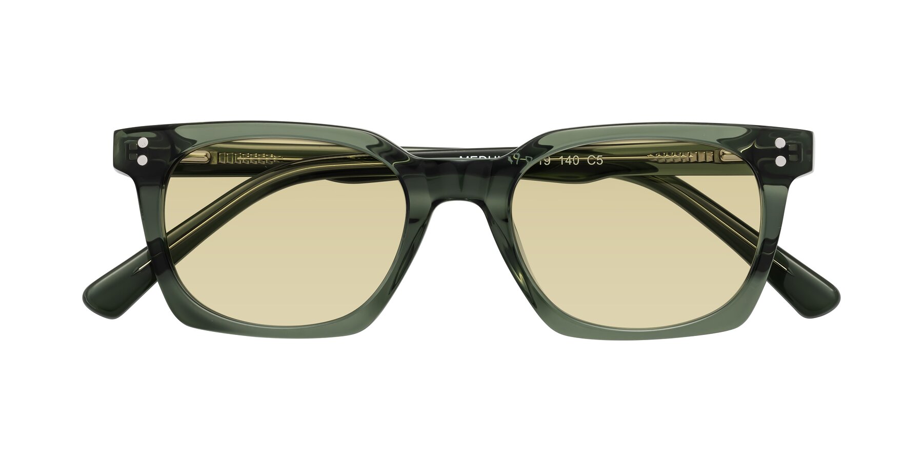 Folded Front of Medhi in Grayish Green with Light Champagne Tinted Lenses