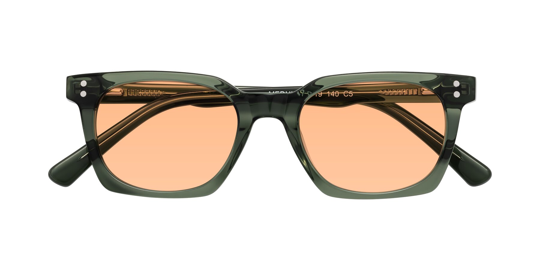 Folded Front of Medhi in Grayish Green with Light Orange Tinted Lenses