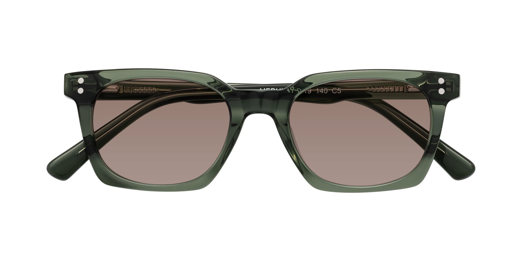 Folded Front of Medhi in Grayish Green with Medium Brown Tinted Lenses