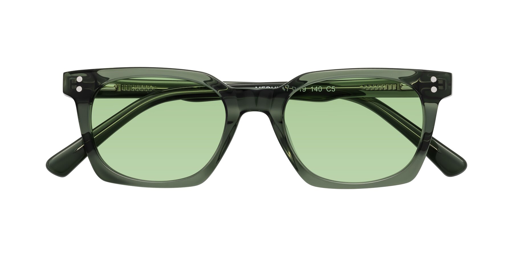 Folded Front of Medhi in Grayish Green with Medium Green Tinted Lenses