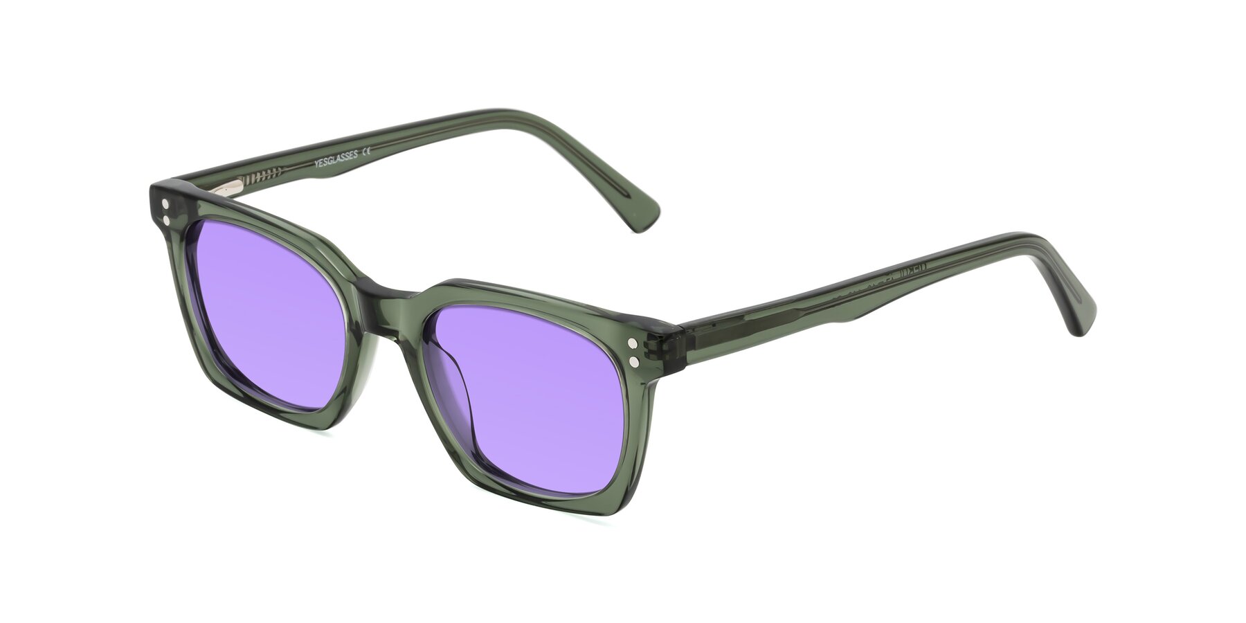 Angle of Medhi in Grayish Green with Medium Purple Tinted Lenses