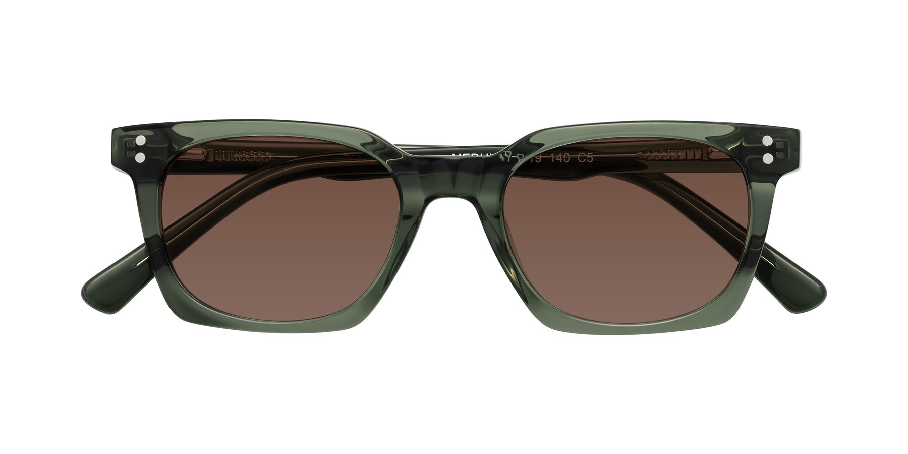 Folded Front of Medhi in Grayish Green with Brown Tinted Lenses