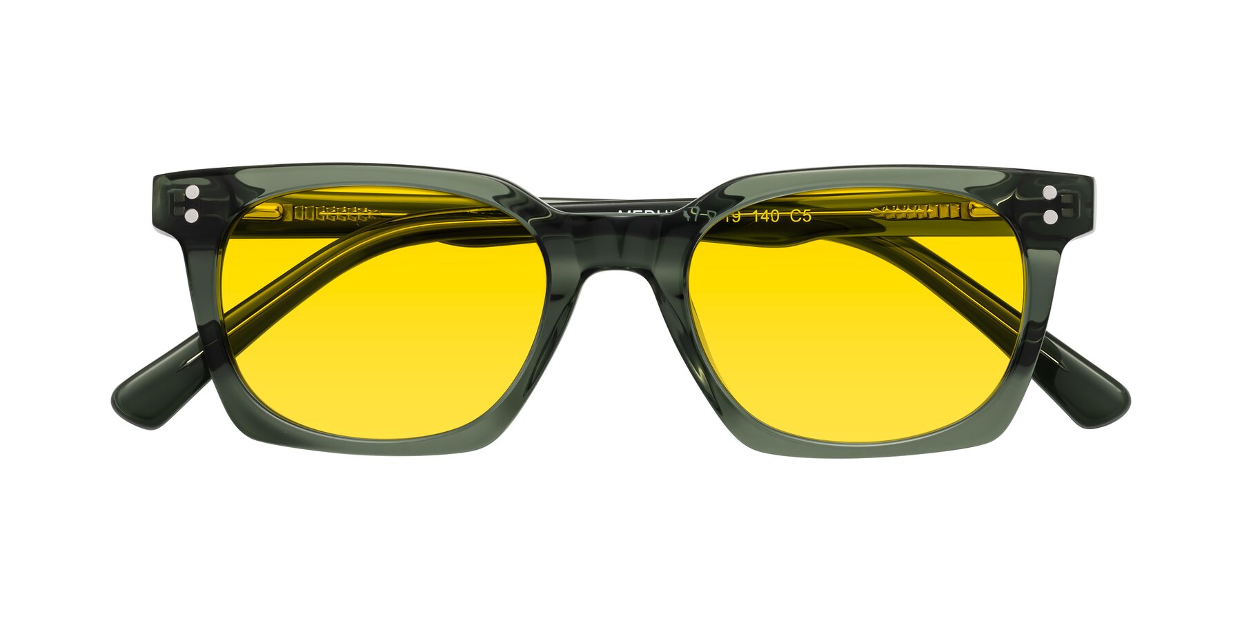 Folded Front of Medhi in Grayish Green with Yellow Tinted Lenses