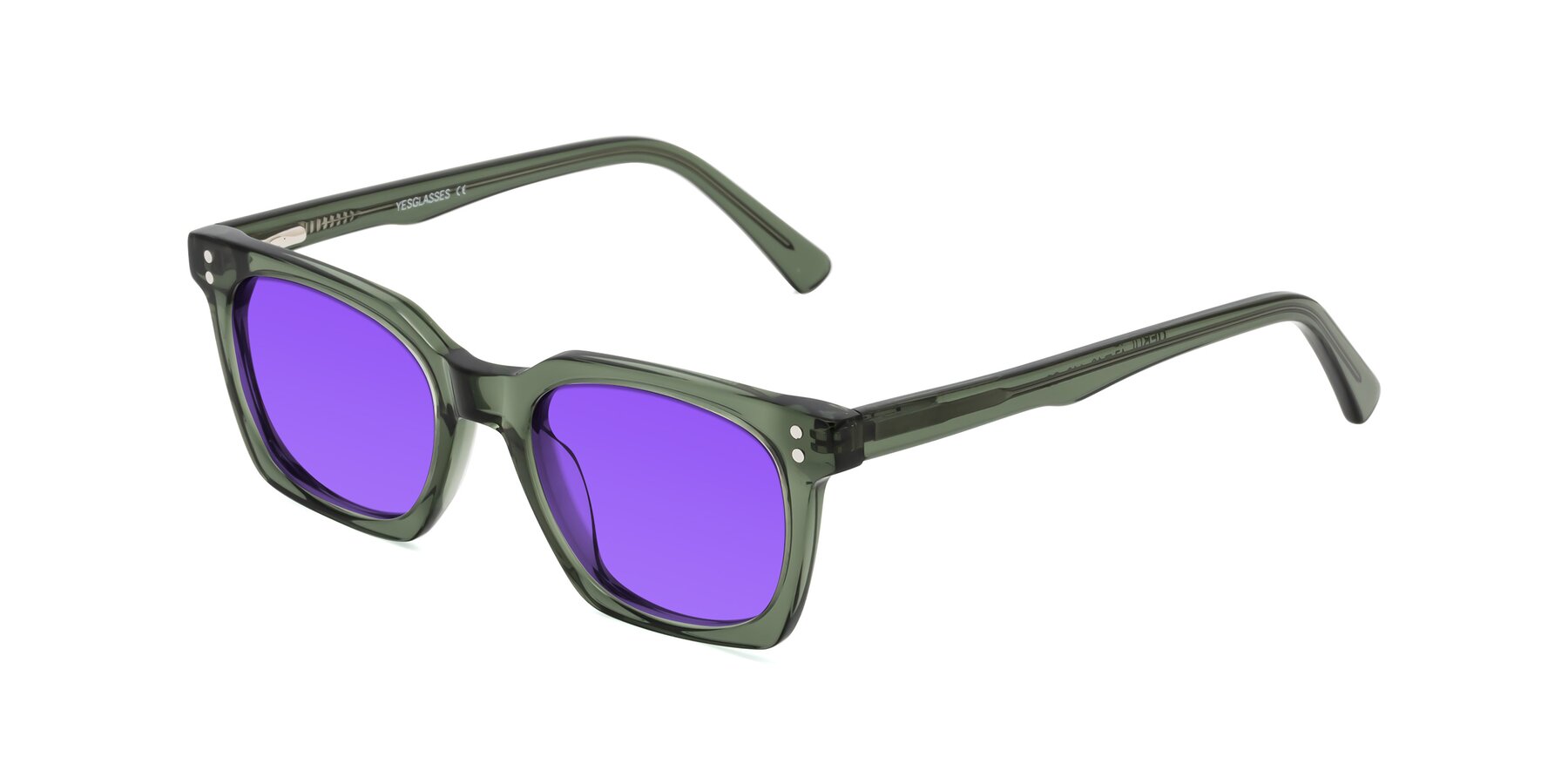 Angle of Medhi in Grayish Green with Purple Tinted Lenses