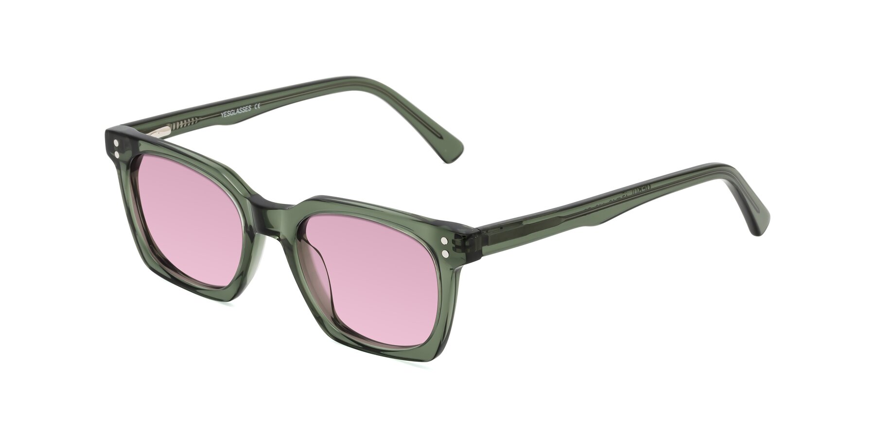 Angle of Medhi in Grayish Green with Light Wine Tinted Lenses