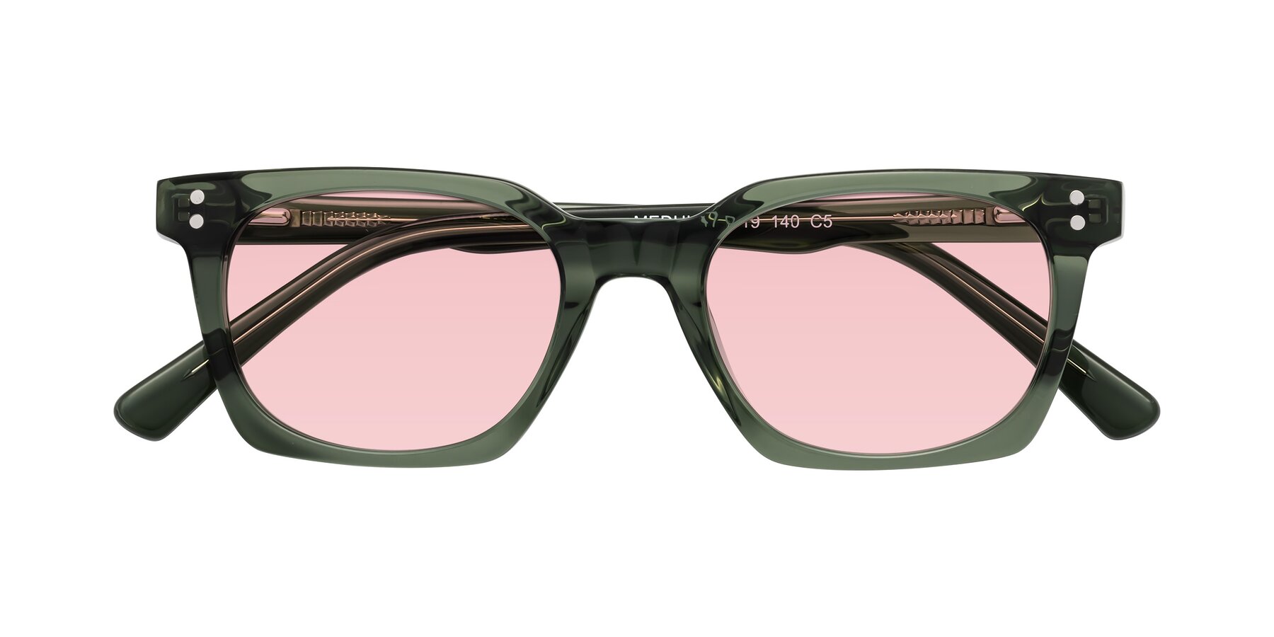 Folded Front of Medhi in Grayish Green with Light Garnet Tinted Lenses