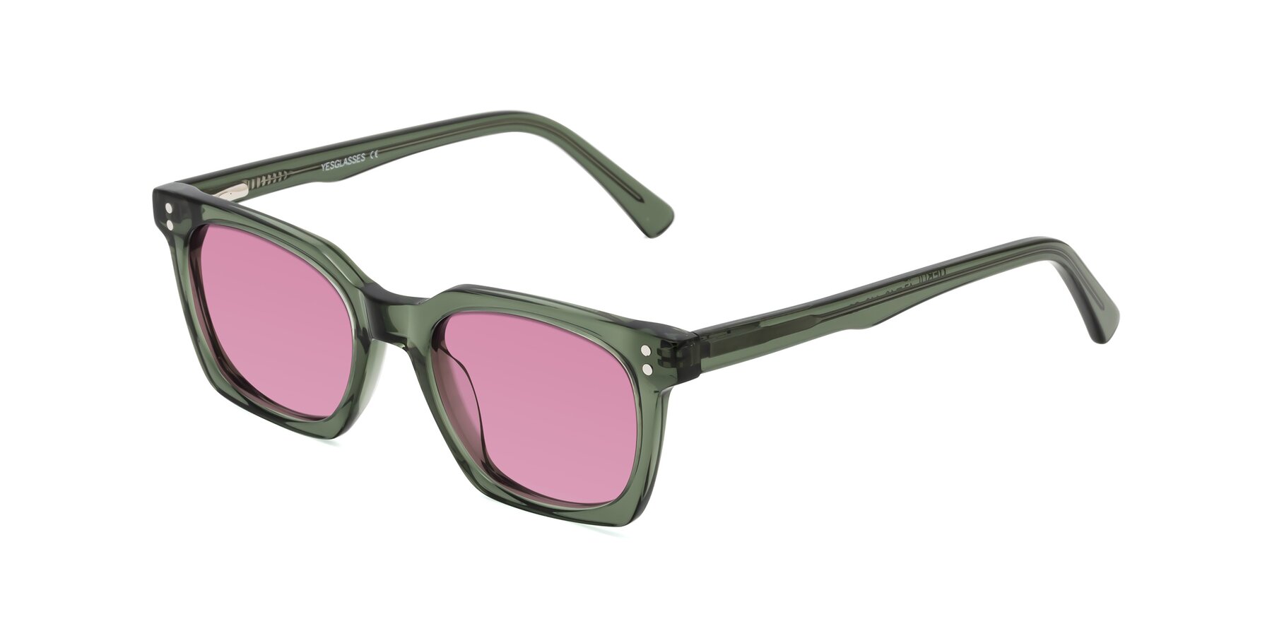 Angle of Medhi in Grayish Green with Medium Wine Tinted Lenses