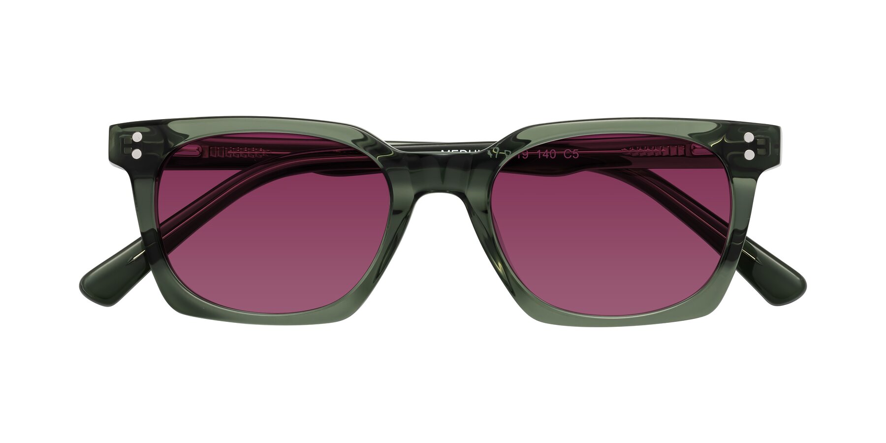 Folded Front of Medhi in Grayish Green with Wine Tinted Lenses