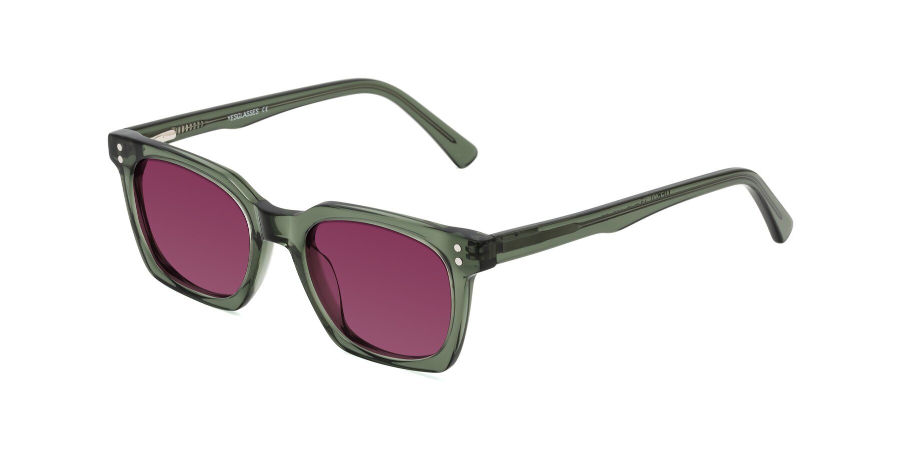 Angle of Medhi in Grayish Green with Wine Tinted Lenses