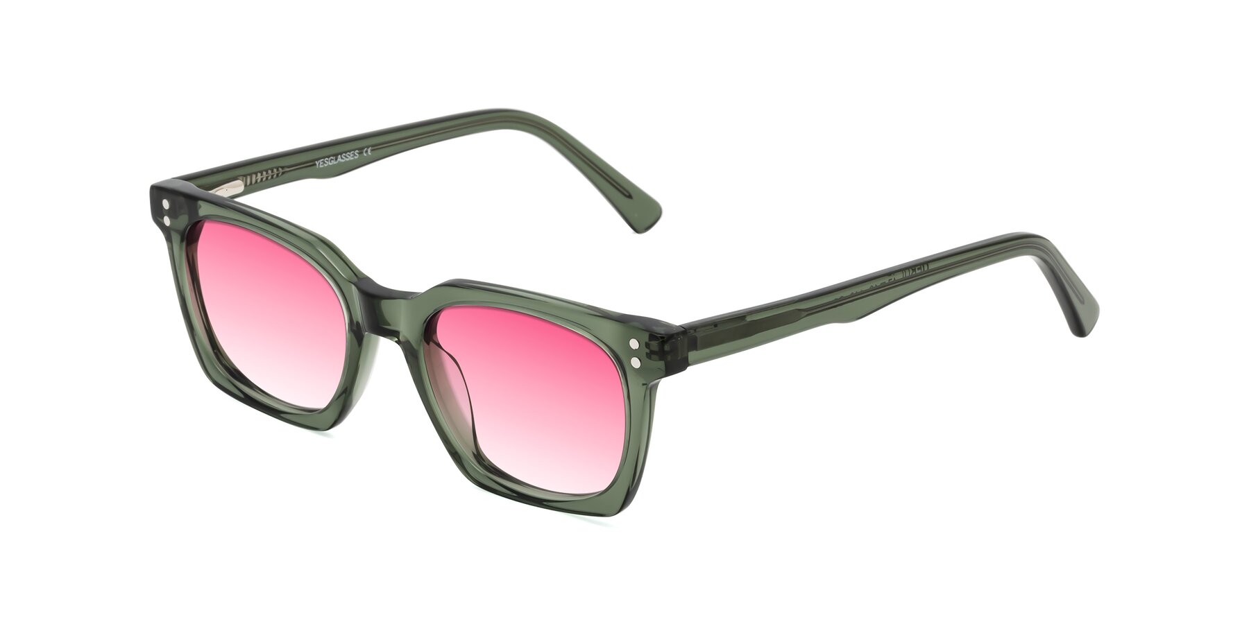 Angle of Medhi in Grayish Green with Pink Gradient Lenses