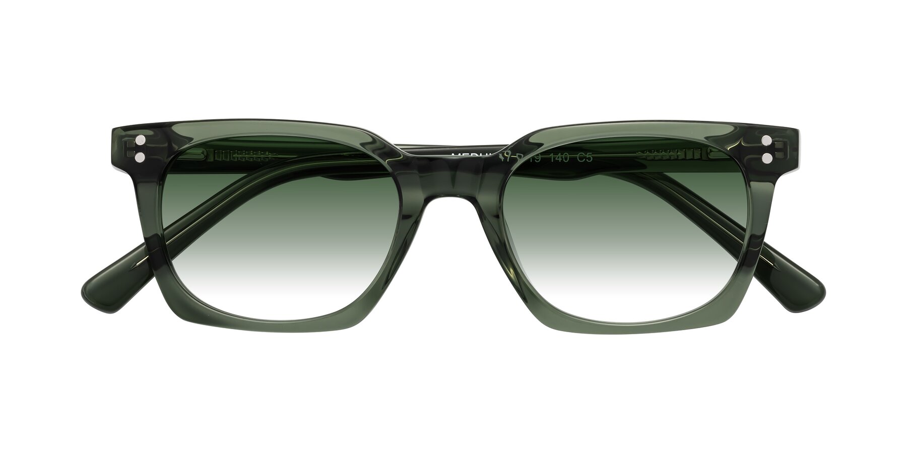 Folded Front of Medhi in Grayish Green with Green Gradient Lenses