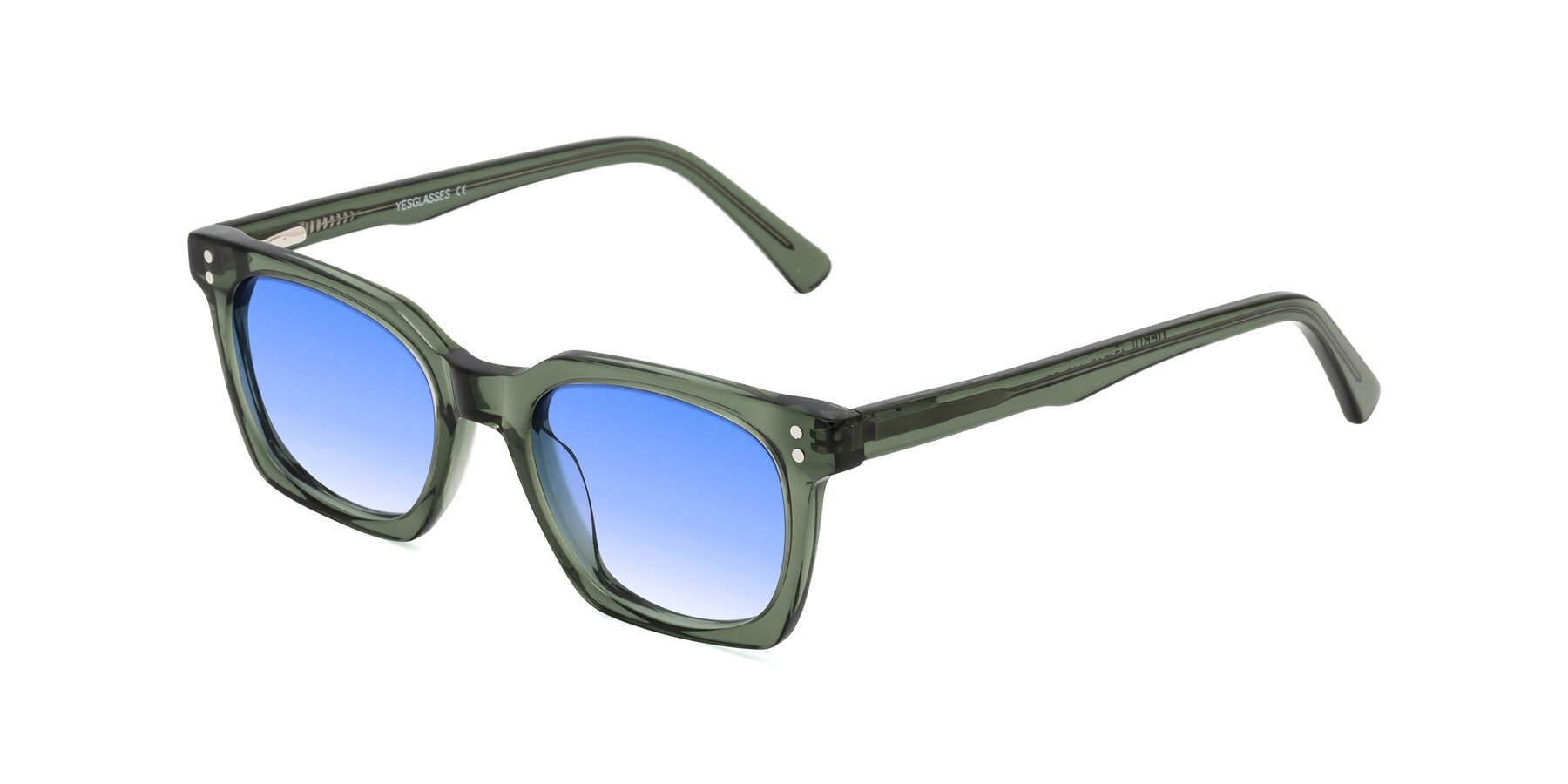 Angle of Medhi in Grayish Green with Blue Gradient Lenses