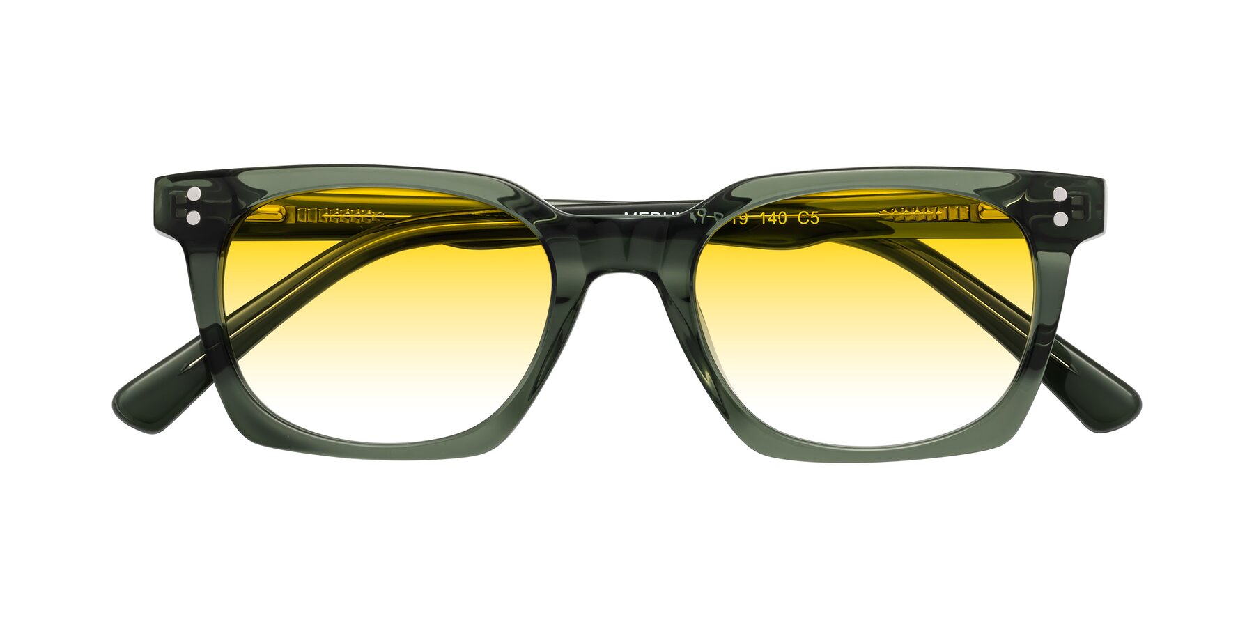 Folded Front of Medhi in Grayish Green with Yellow Gradient Lenses