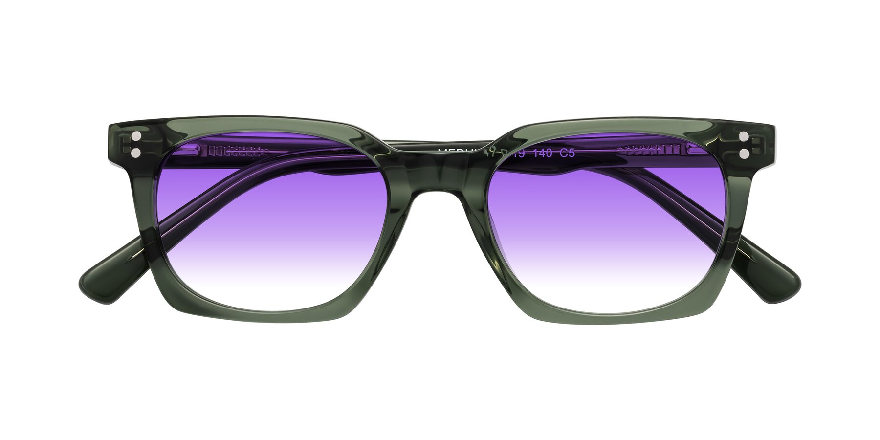 Folded Front of Medhi in Grayish Green with Purple Gradient Lenses