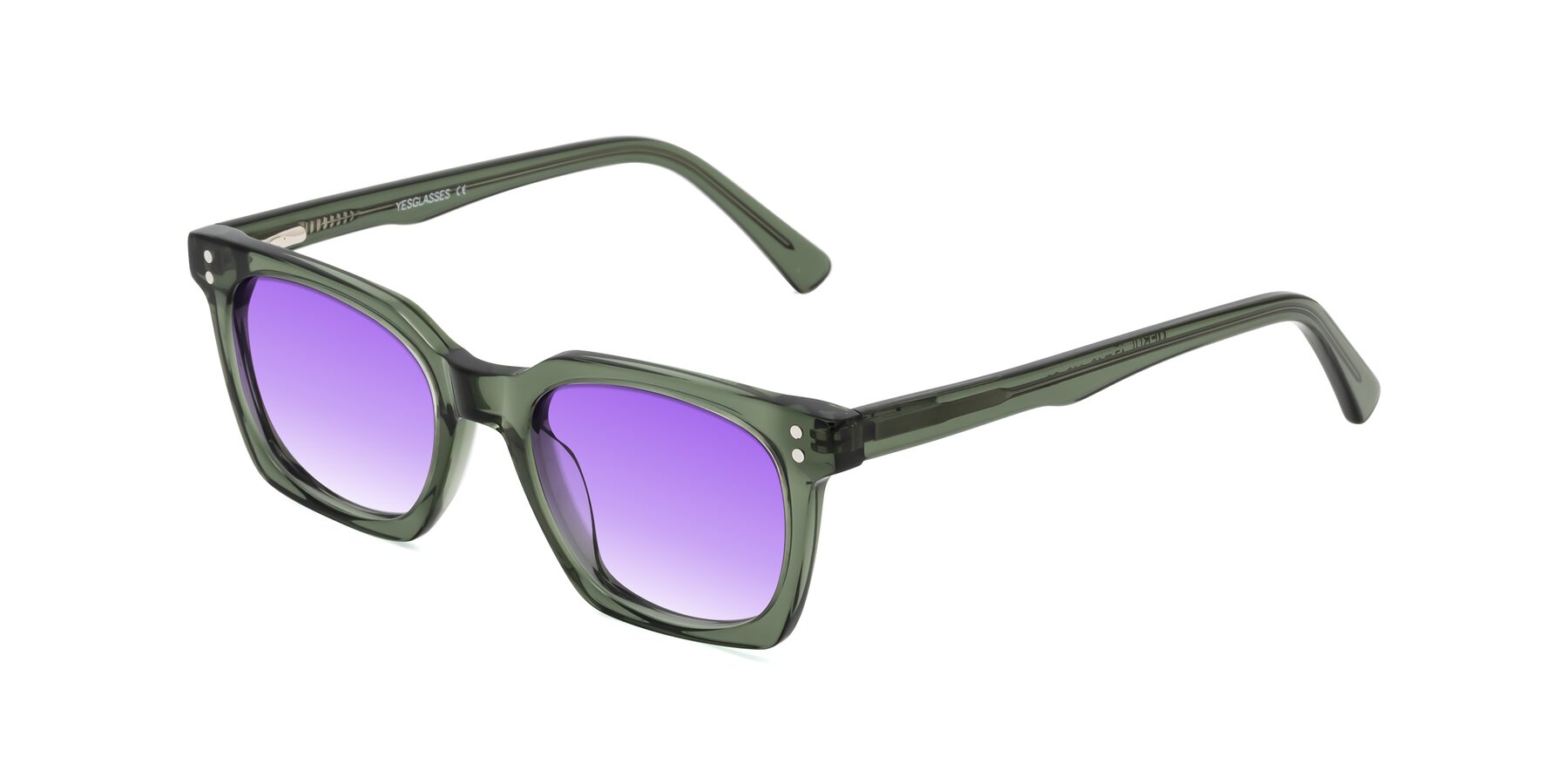 Angle of Medhi in Grayish Green with Purple Gradient Lenses