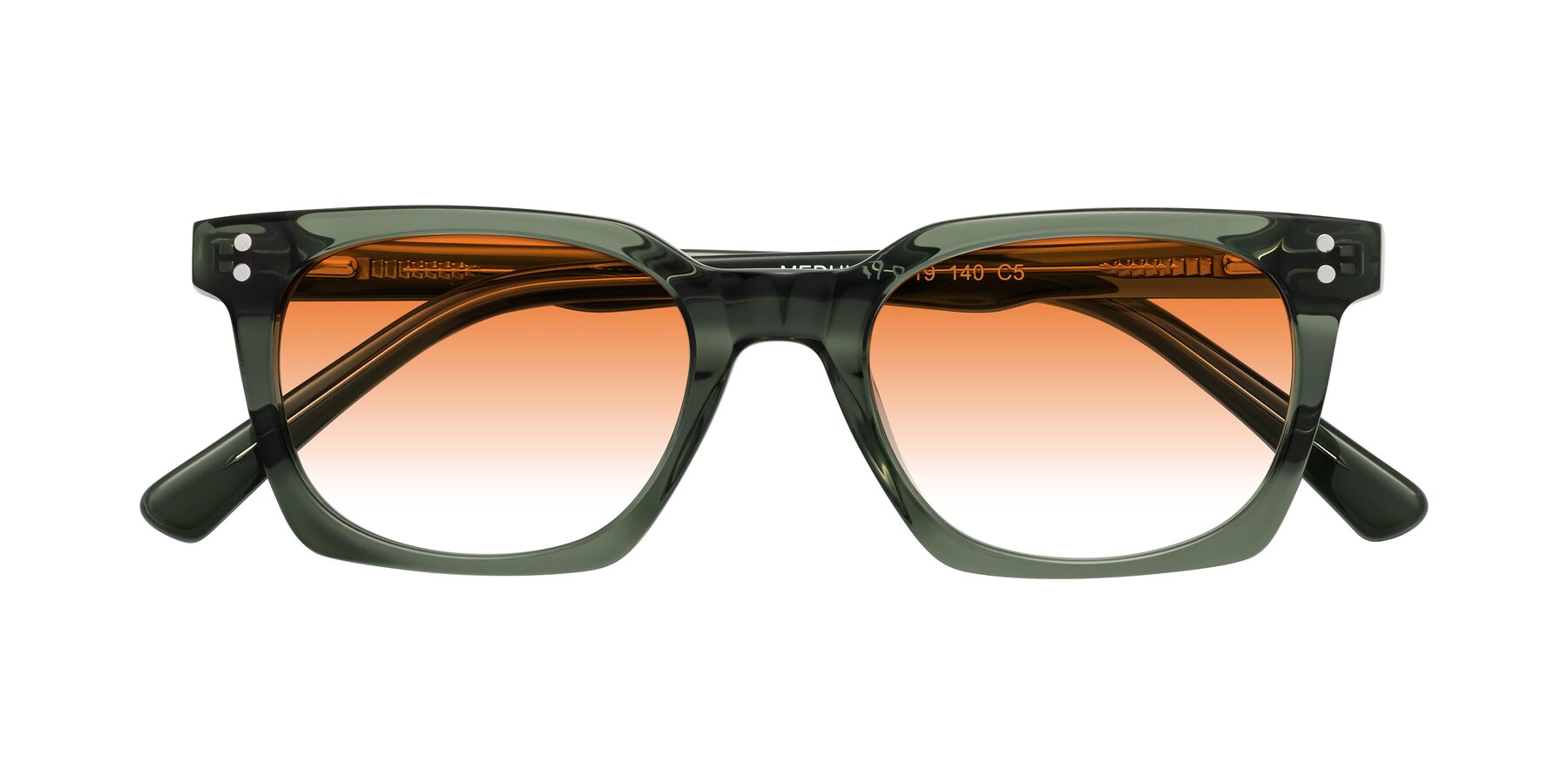 Folded Front of Medhi in Grayish Green with Orange Gradient Lenses