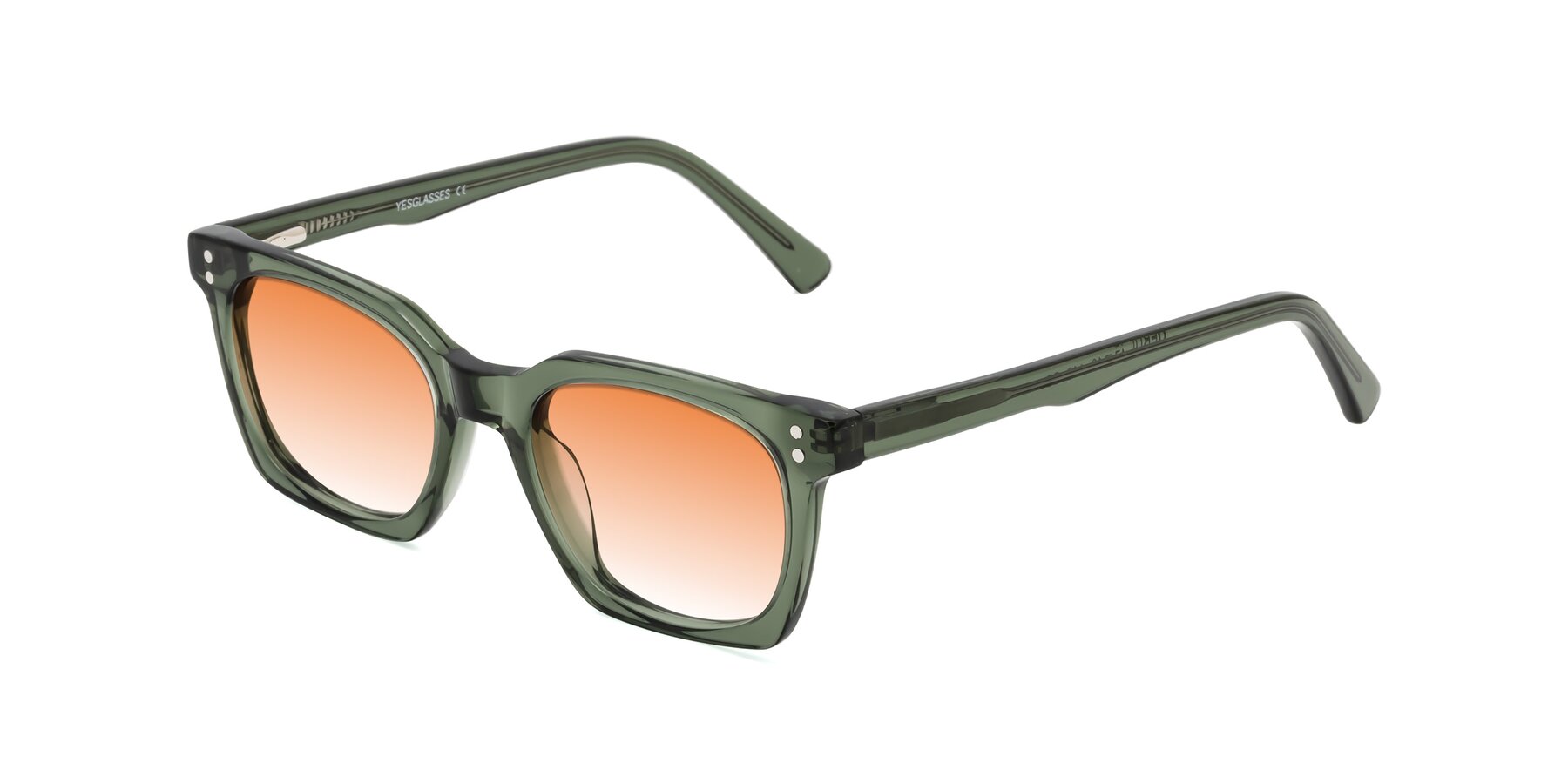 Angle of Medhi in Grayish Green with Orange Gradient Lenses