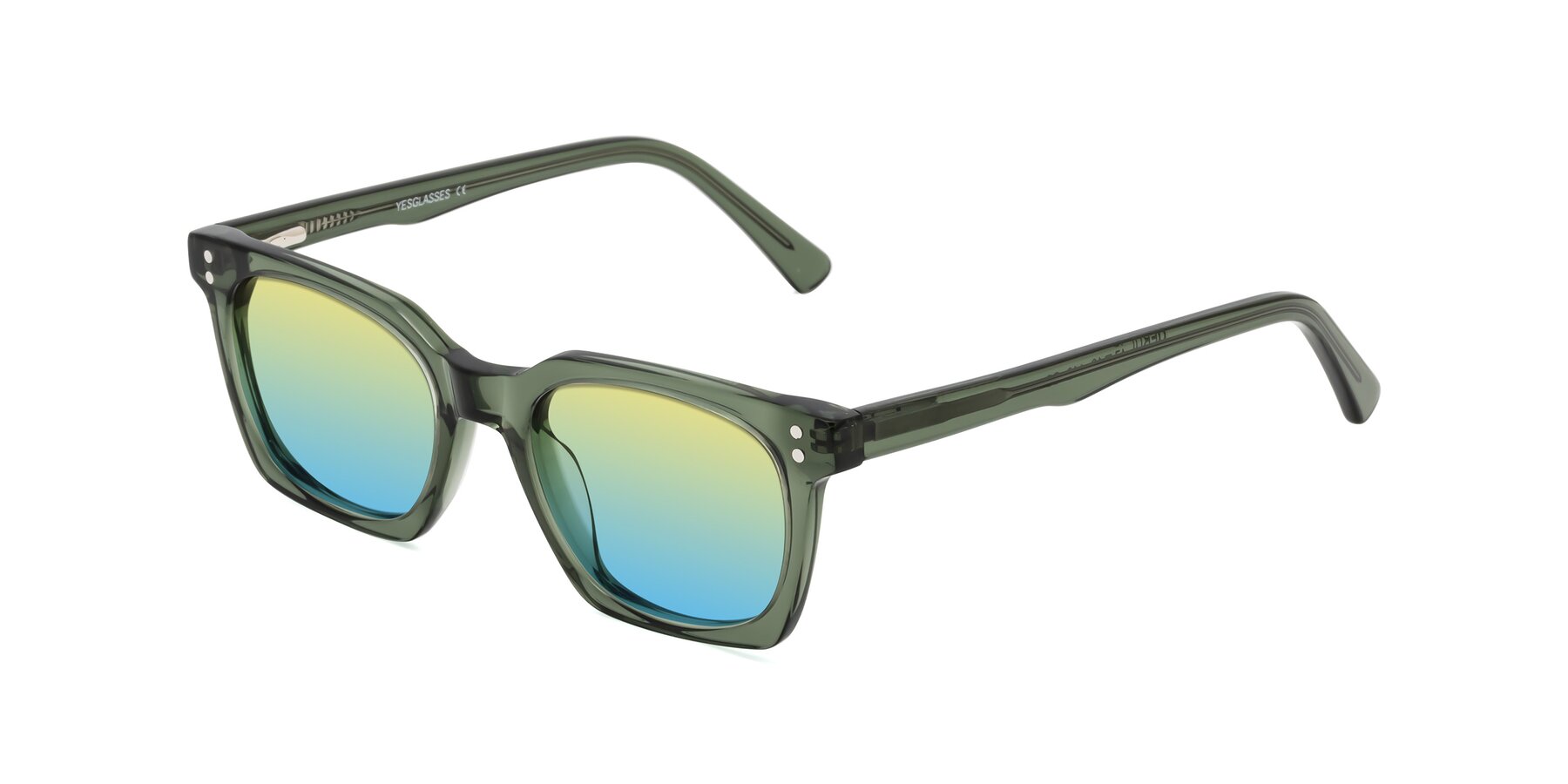 Angle of Medhi in Grayish Green with Yellow / Blue Gradient Lenses