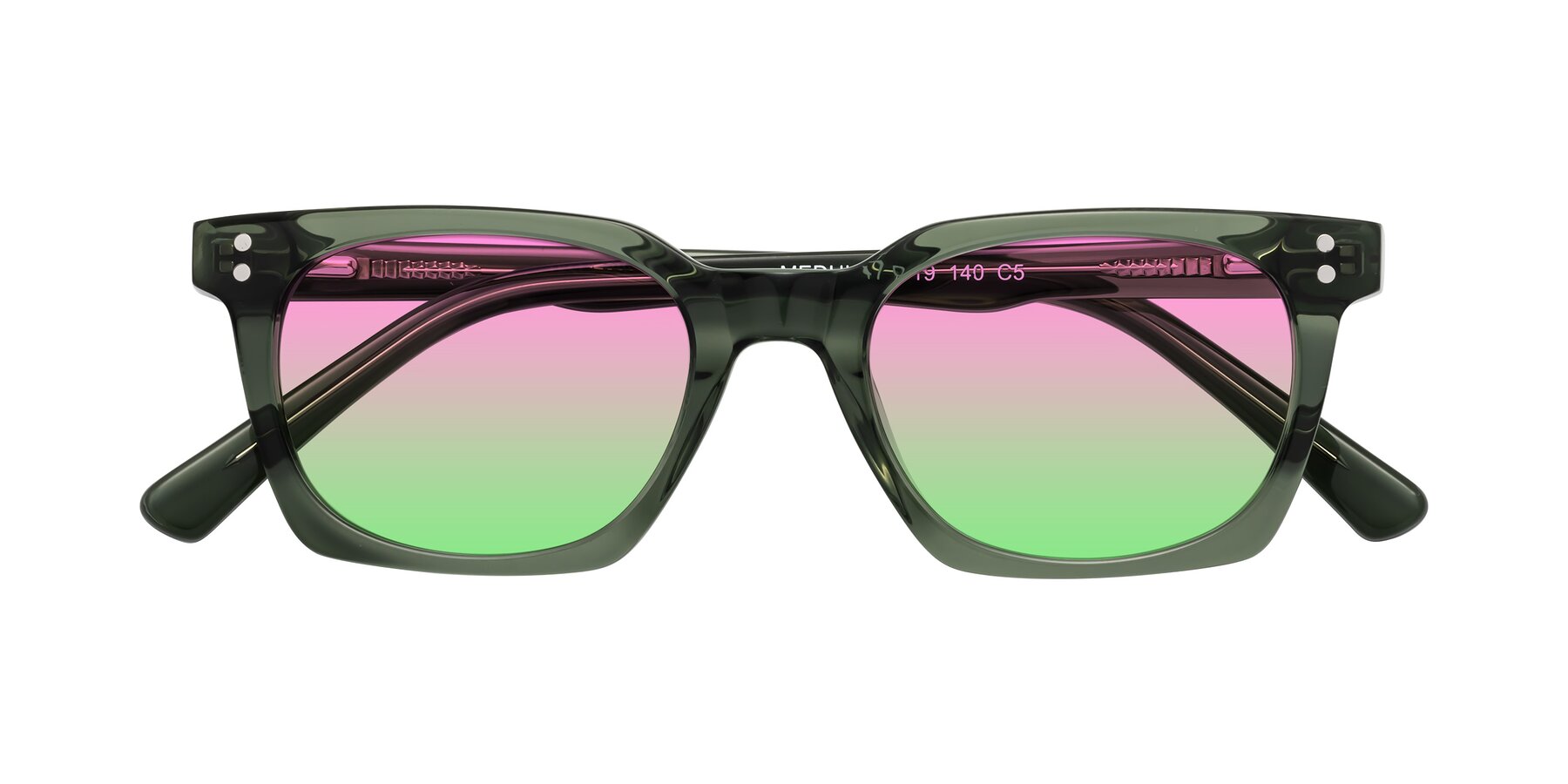 Folded Front of Medhi in Grayish Green with Pink / Green Gradient Lenses