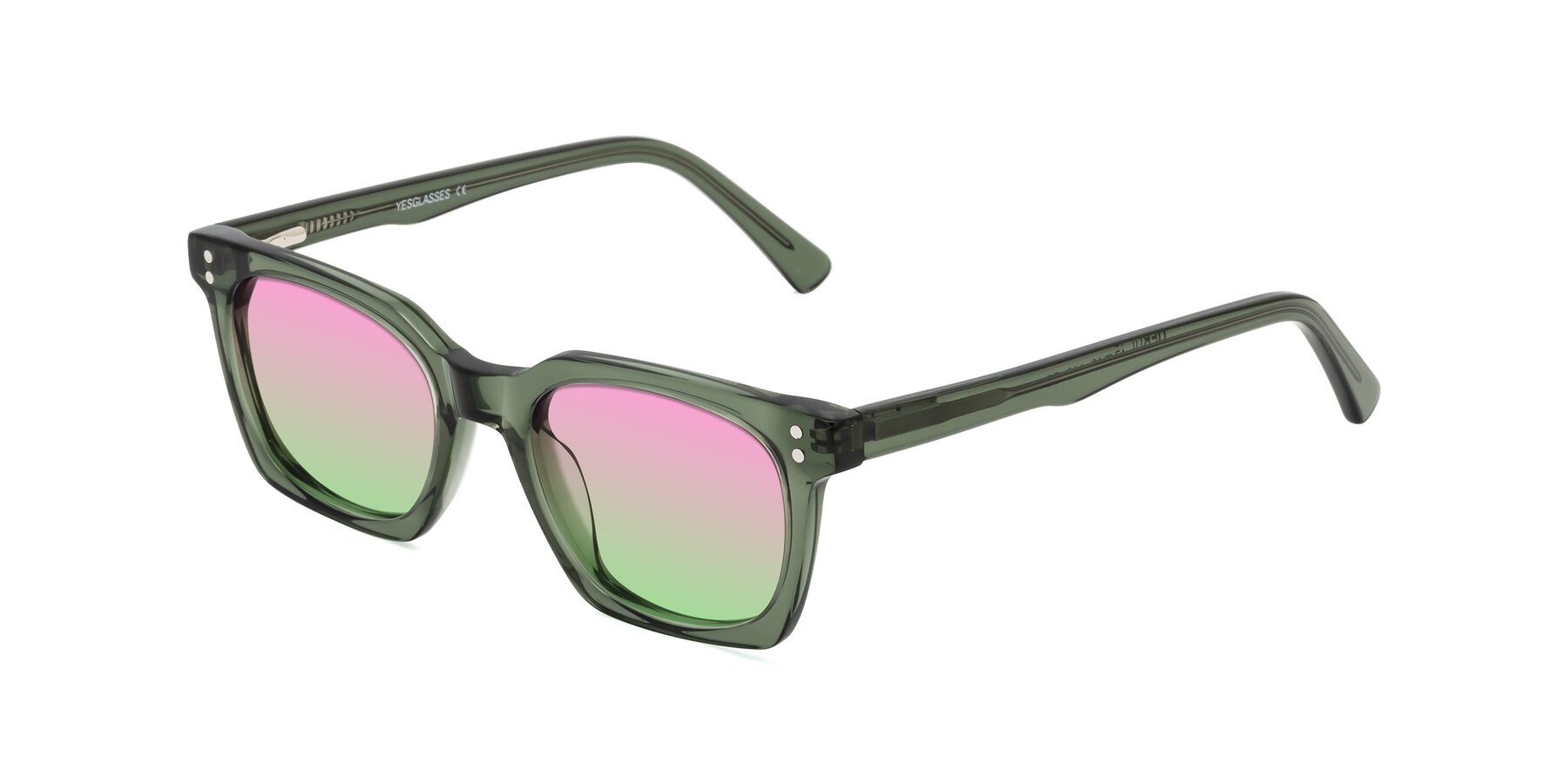 Angle of Medhi in Grayish Green with Pink / Green Gradient Lenses