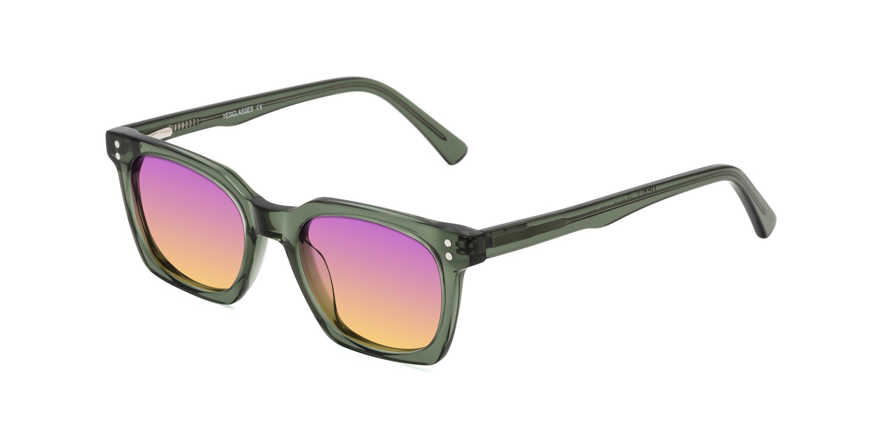 Angle of Medhi in Grayish Green with Purple / Yellow Gradient Lenses