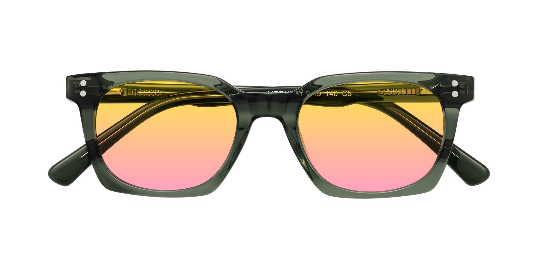 Folded Front of Medhi in Grayish Green with Yellow / Pink Gradient Lenses