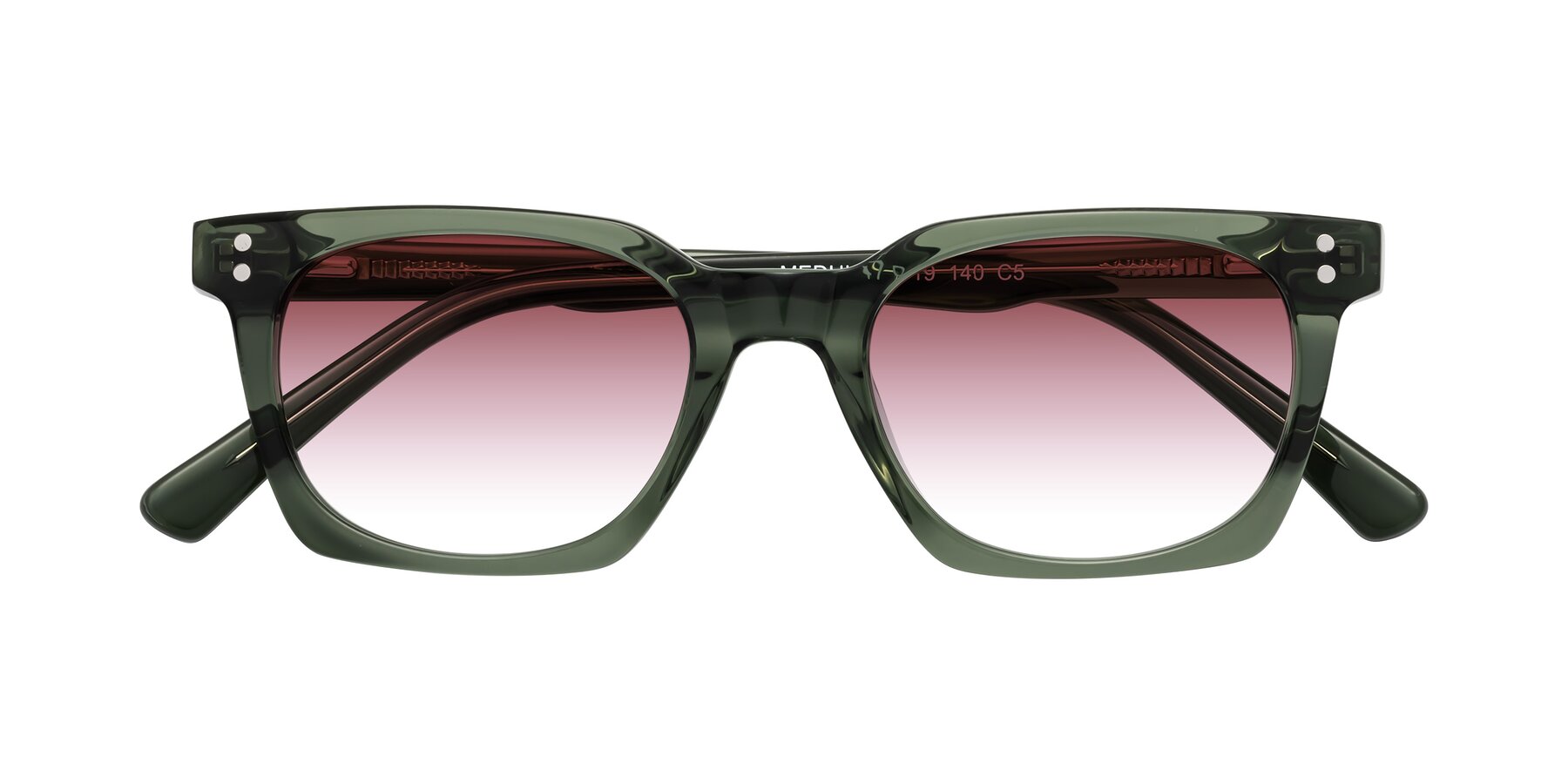 Folded Front of Medhi in Grayish Green with Garnet Gradient Lenses