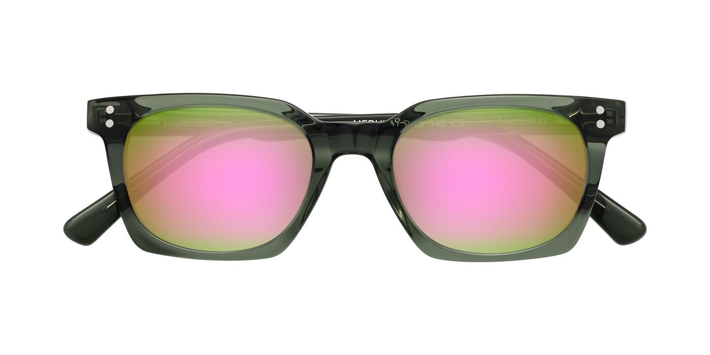 Medhi - Grayish Green Flash Mirrored Sunglasses