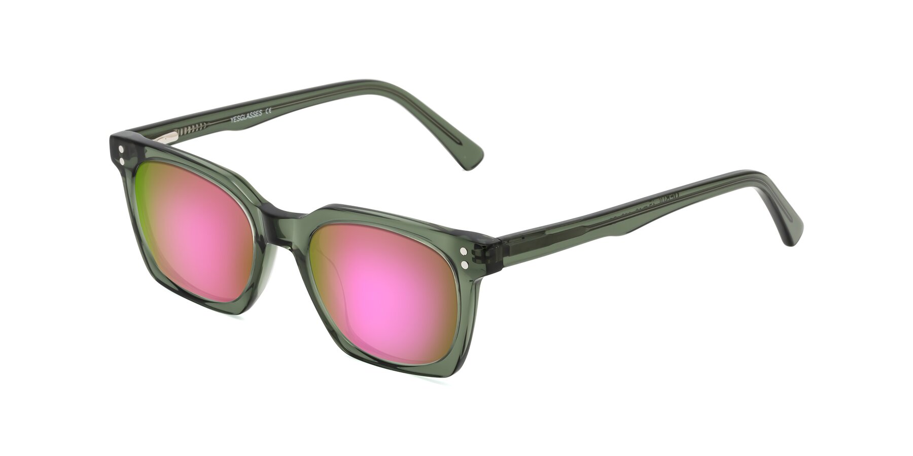 Angle of Medhi in Grayish Green with Pink Mirrored Lenses