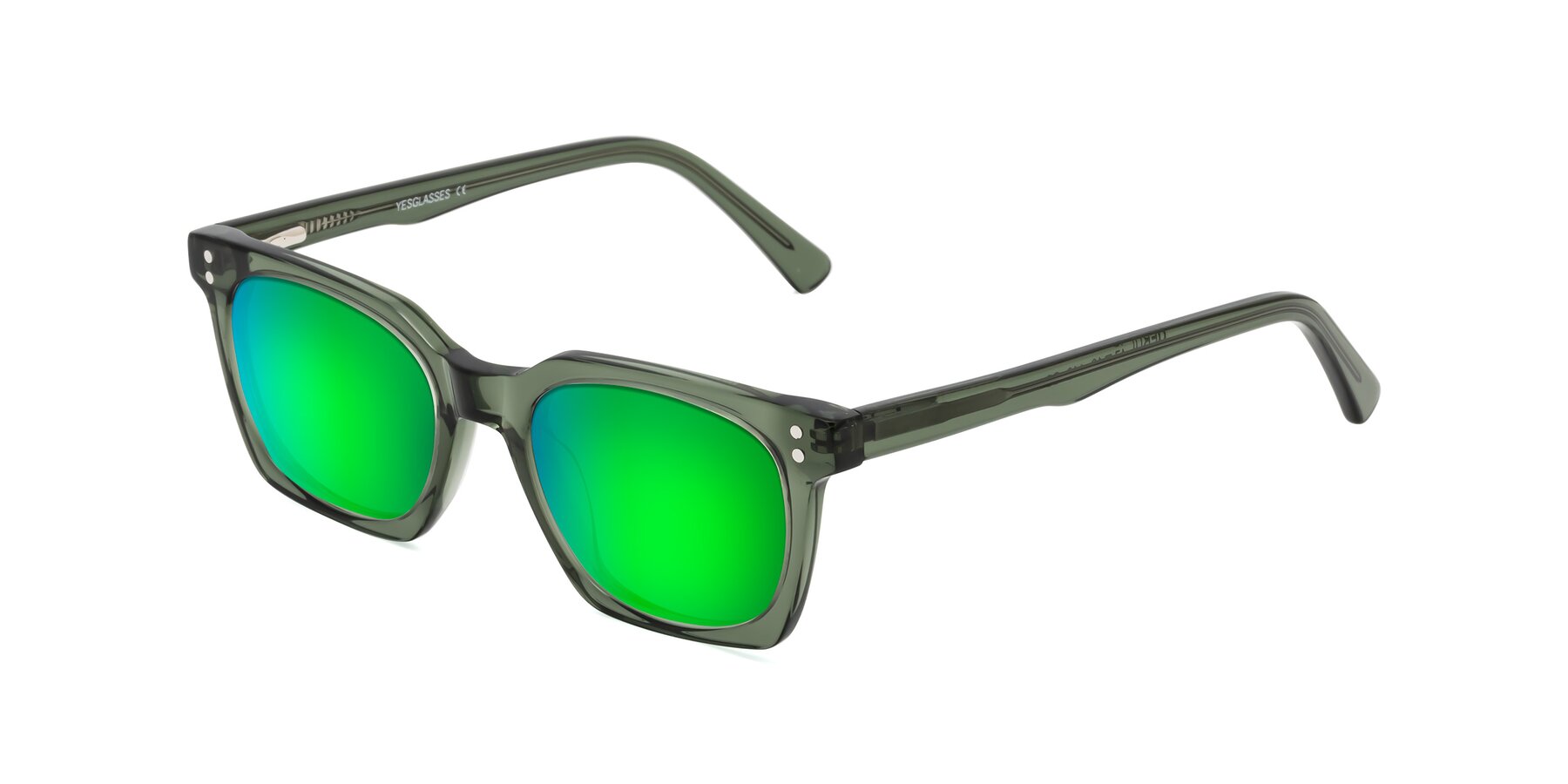 Angle of Medhi in Grayish Green with Green Mirrored Lenses