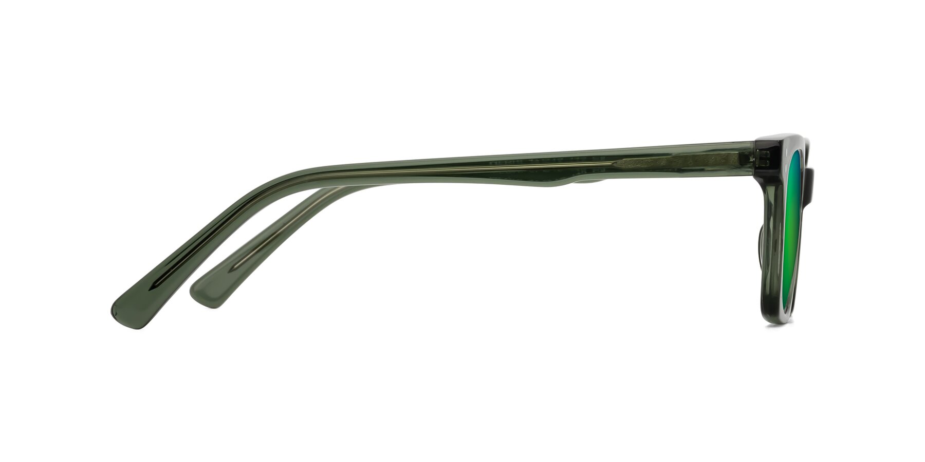 Side of Medhi in Grayish Green with Green Mirrored Lenses