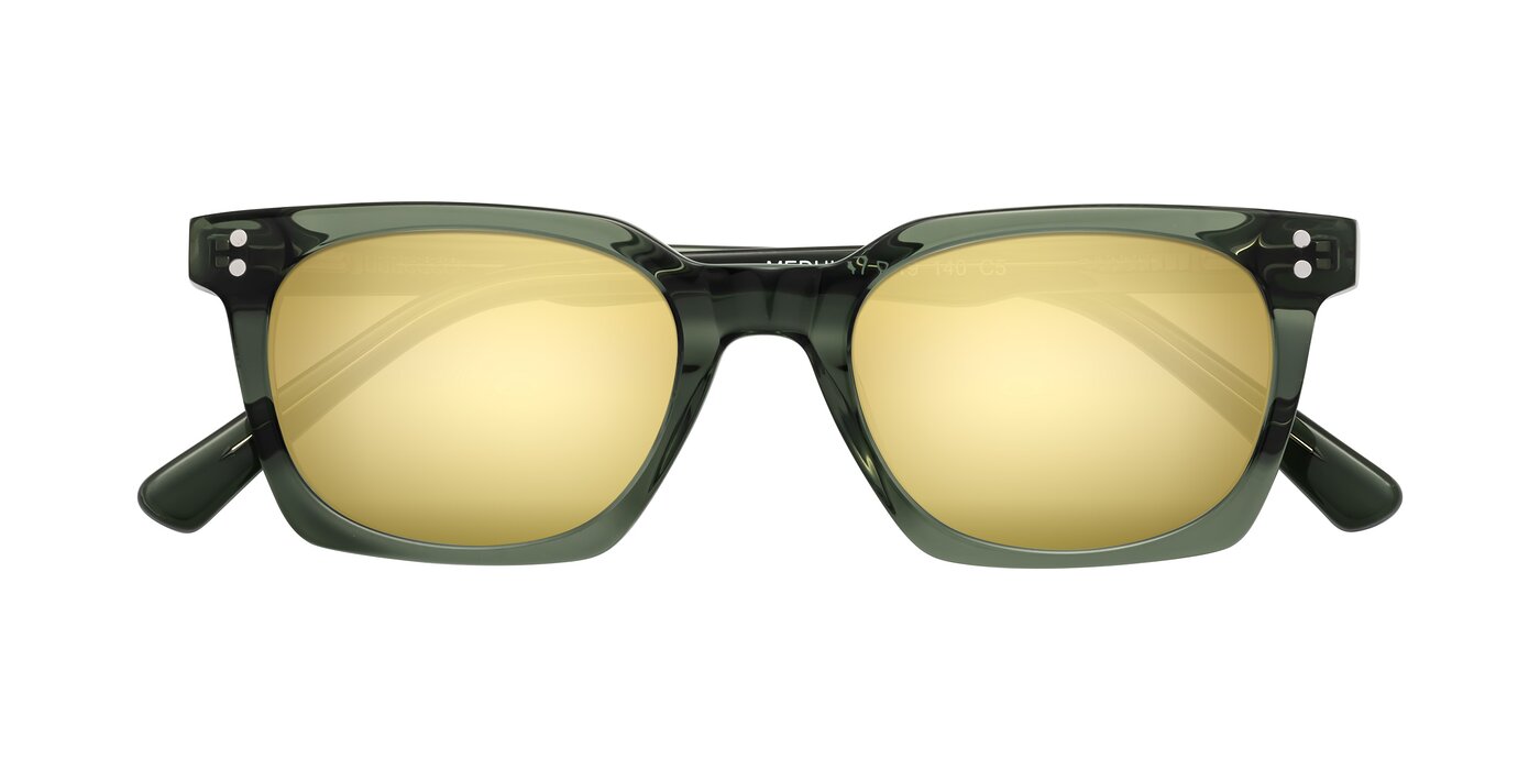 Medhi - Grayish Green Flash Mirrored Sunglasses