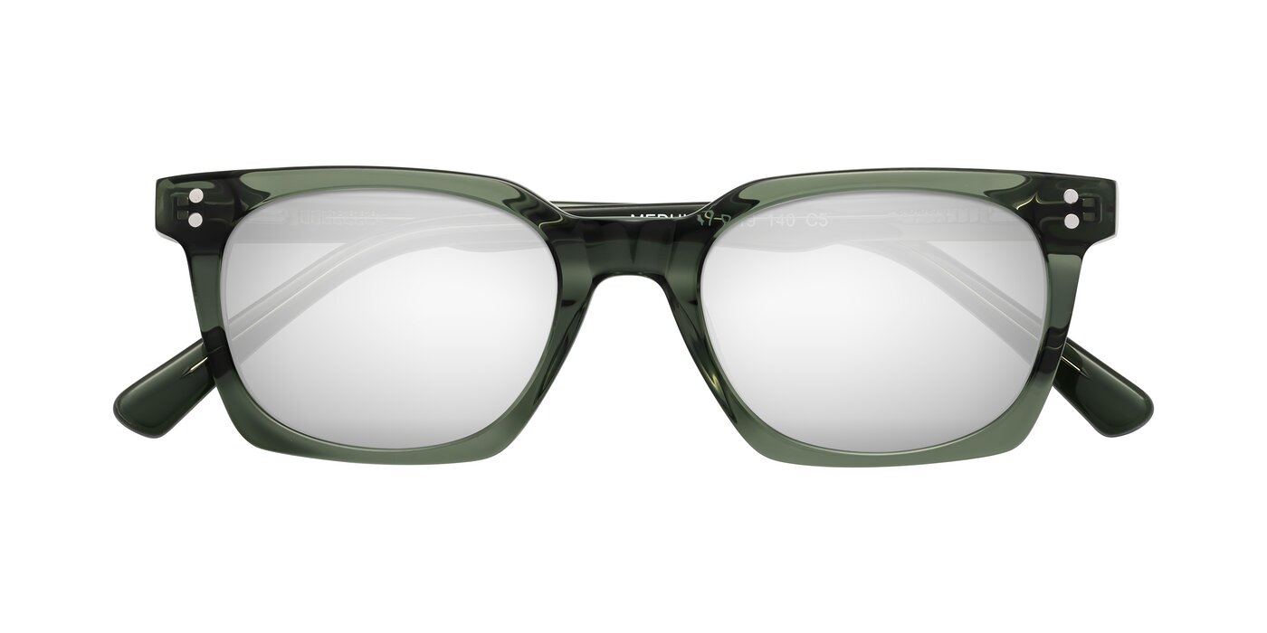 Medhi - Grayish Green Flash Mirrored Sunglasses