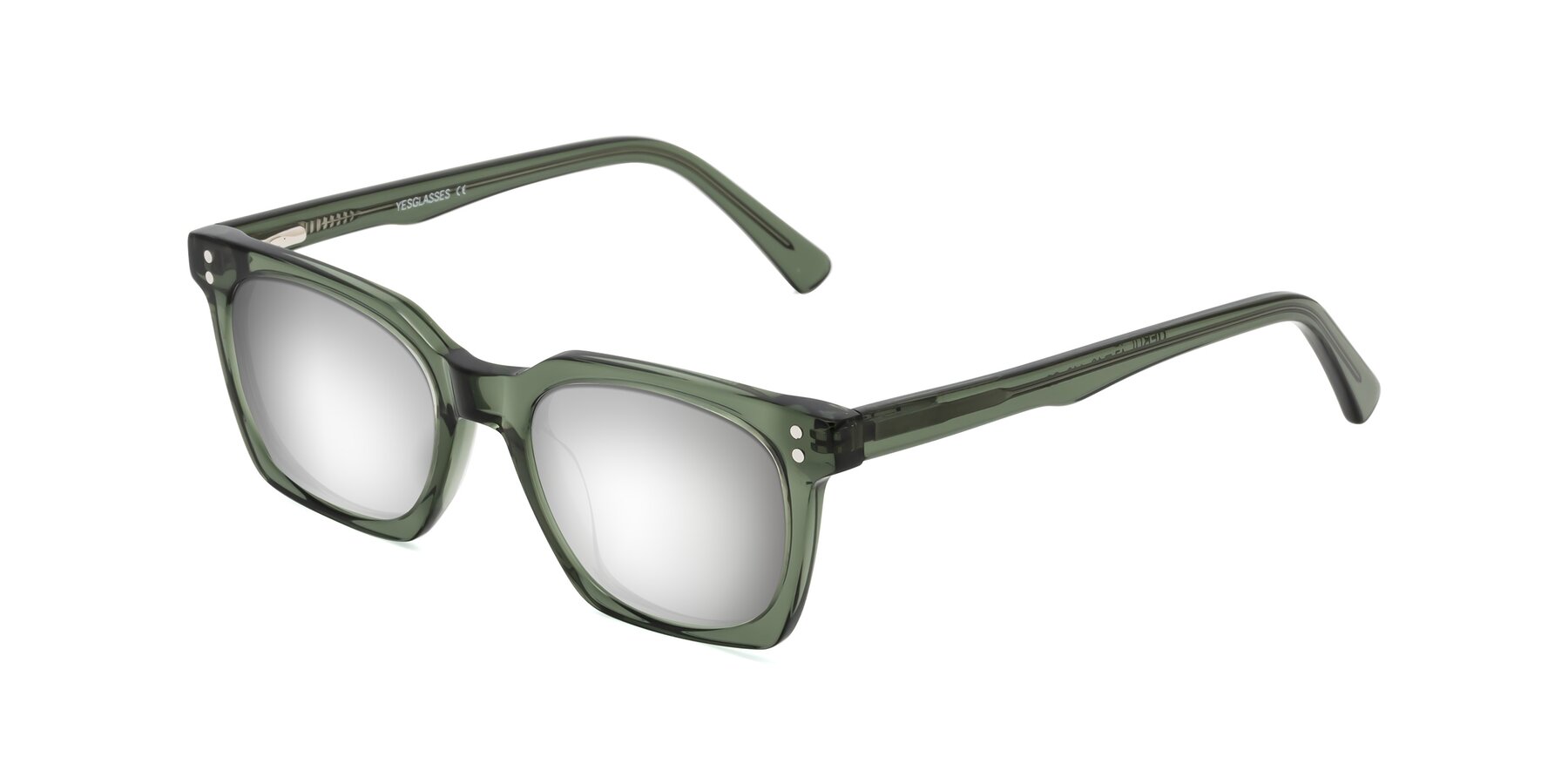 Angle of Medhi in Grayish Green with Silver Mirrored Lenses