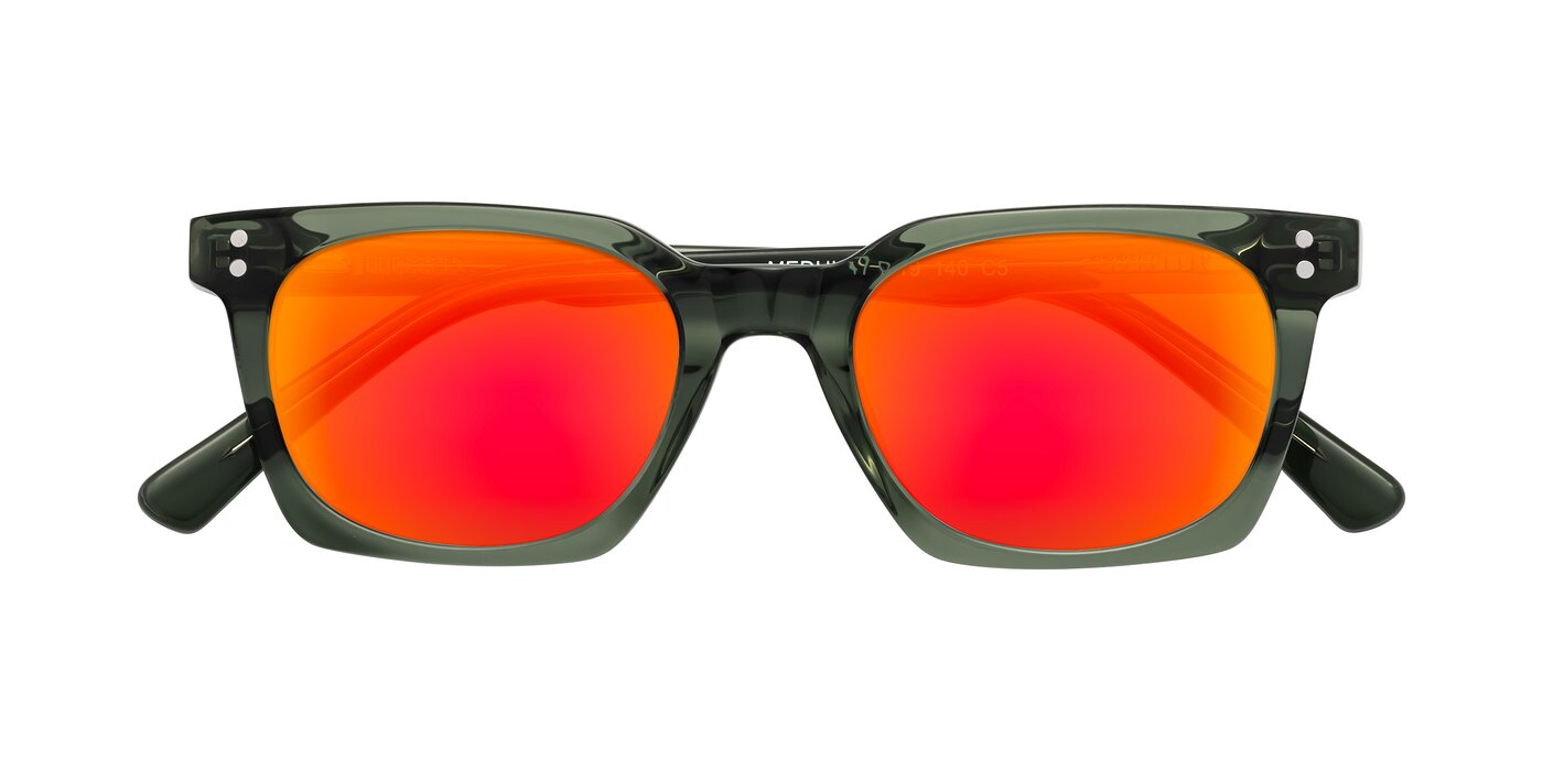 Medhi - Grayish Green Flash Mirrored Sunglasses