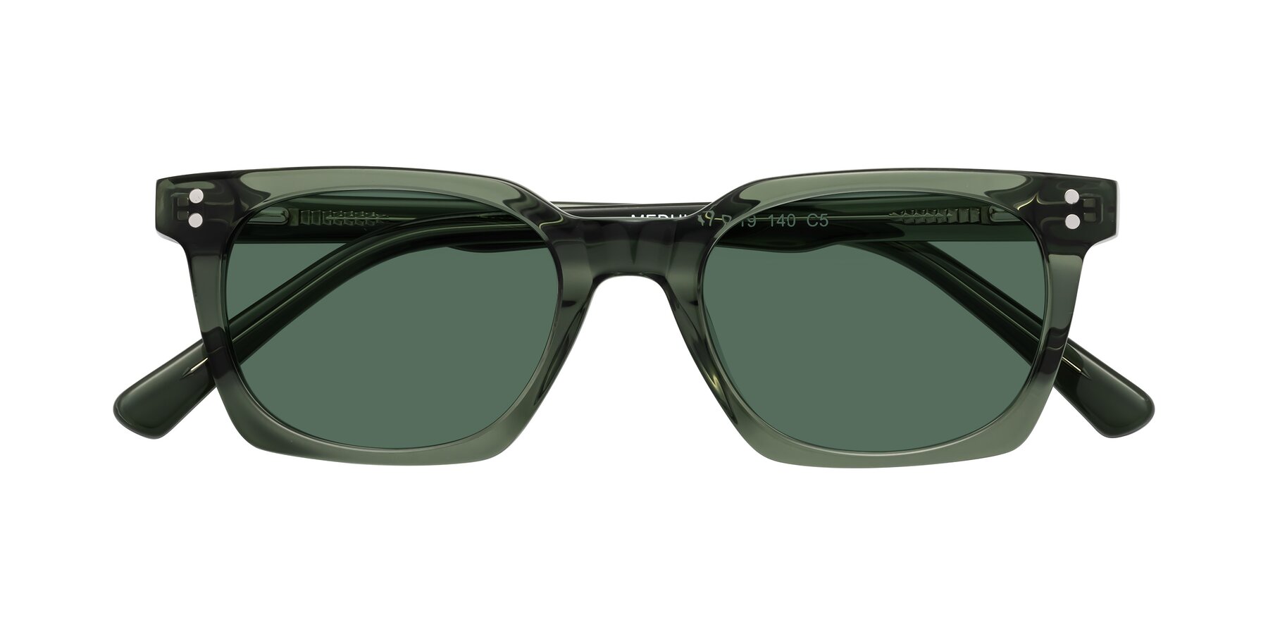 Folded Front of Medhi in Grayish Green with Green Polarized Lenses